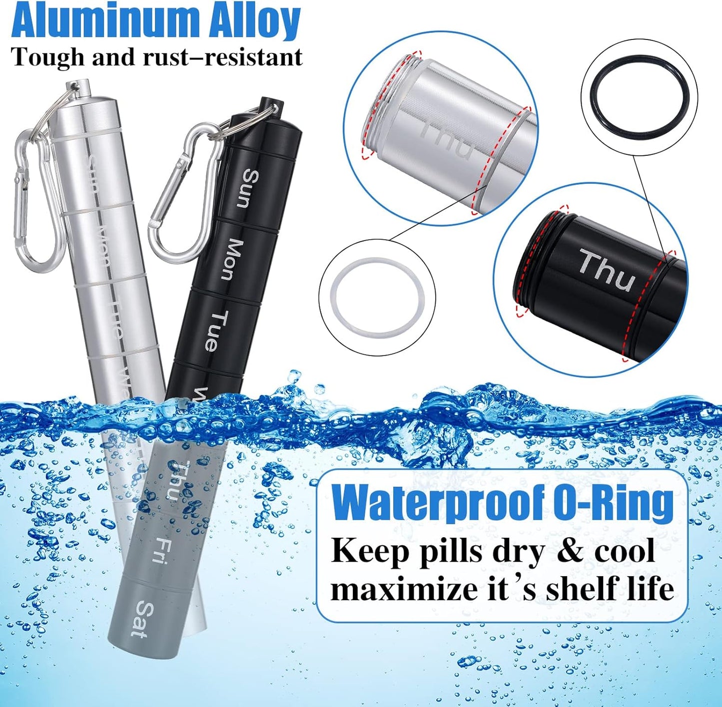 stackable-metal-pill-case-2-pack---weekly-pill-organizer-for-travel---7-day-small-pill-container---metal-pill-holder-in-black-and-silver-4