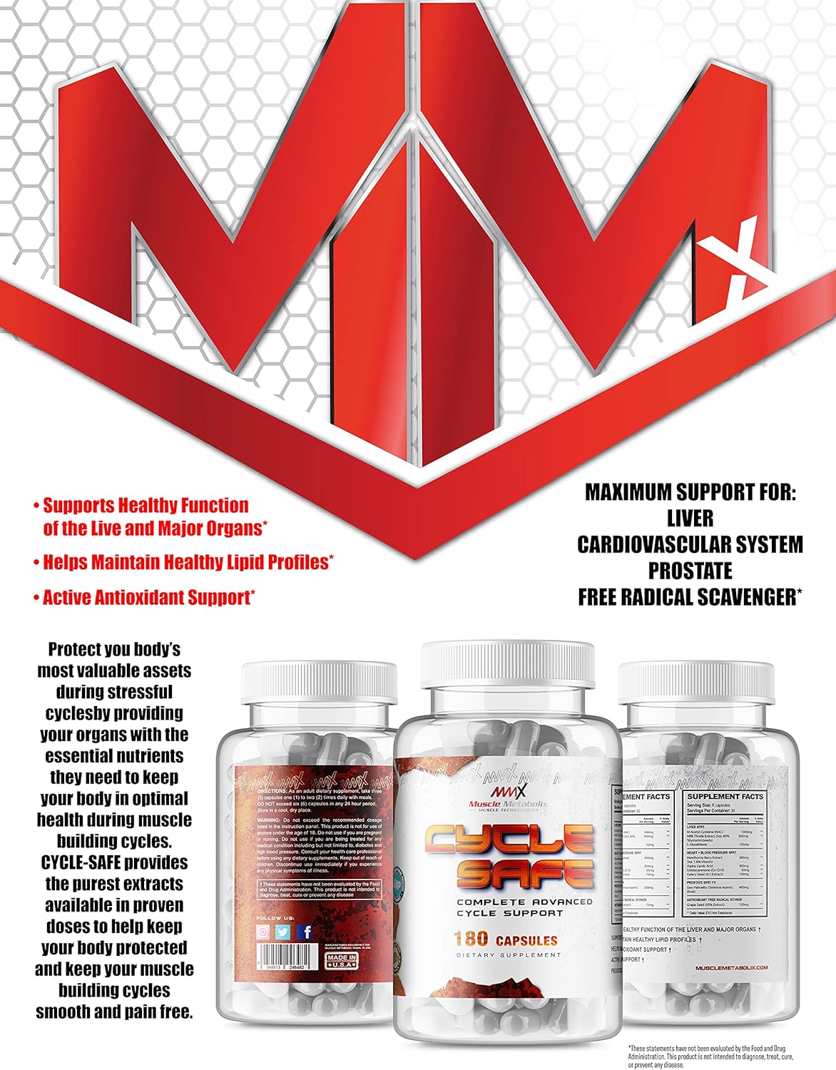 Cycle Safe Liver & Organ Defense Supplement with Prostate & Liver Support - 180 Capsules, Antioxidant Grape Seed Extract for Men's Health - Espot.com.au