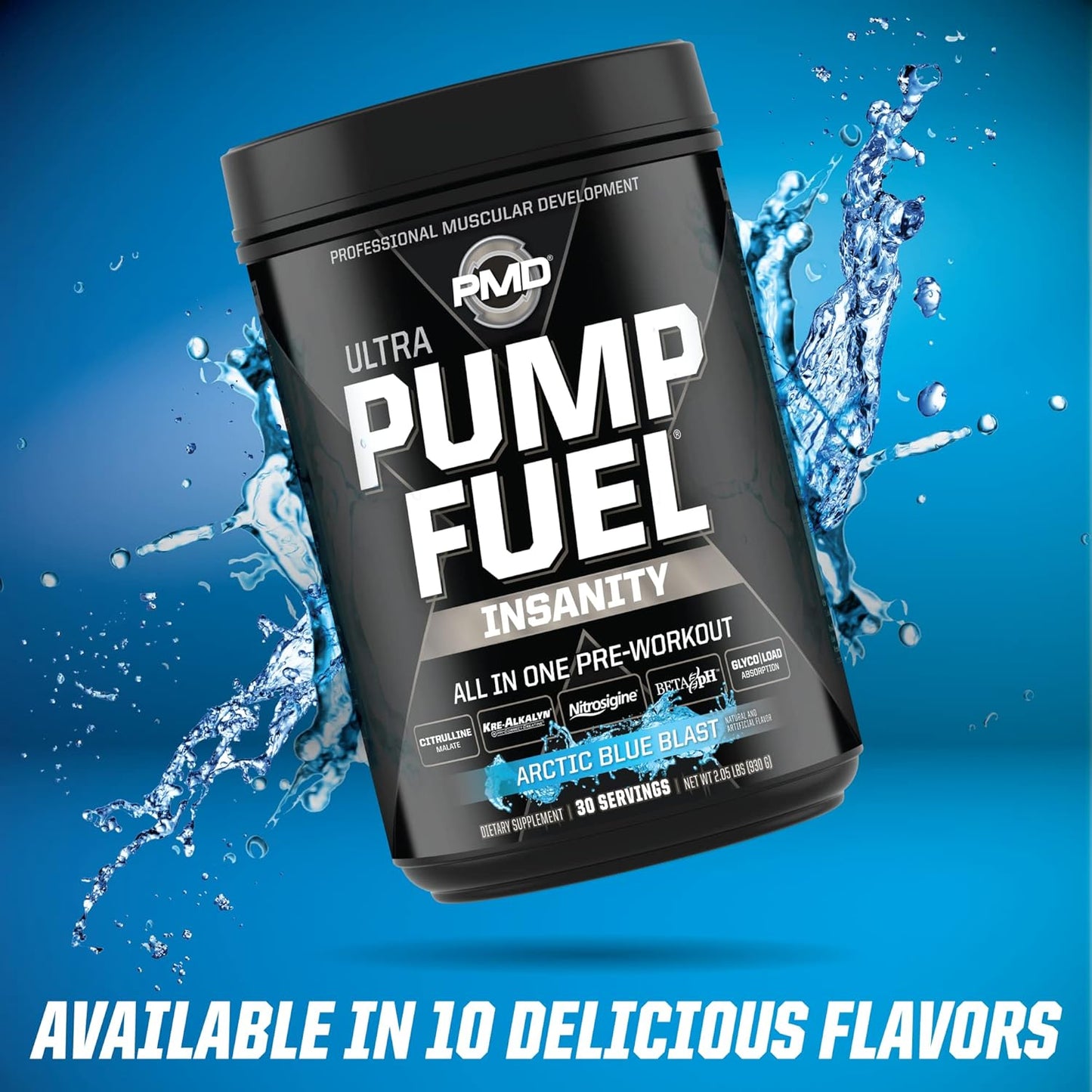 pmd-sports-ultra-pump-fuel-insanity-arctic-blue-blast-pre-workout-mix---energy-strength-endurance-recovery---complex-carbs-amino-energy---30-servings-9