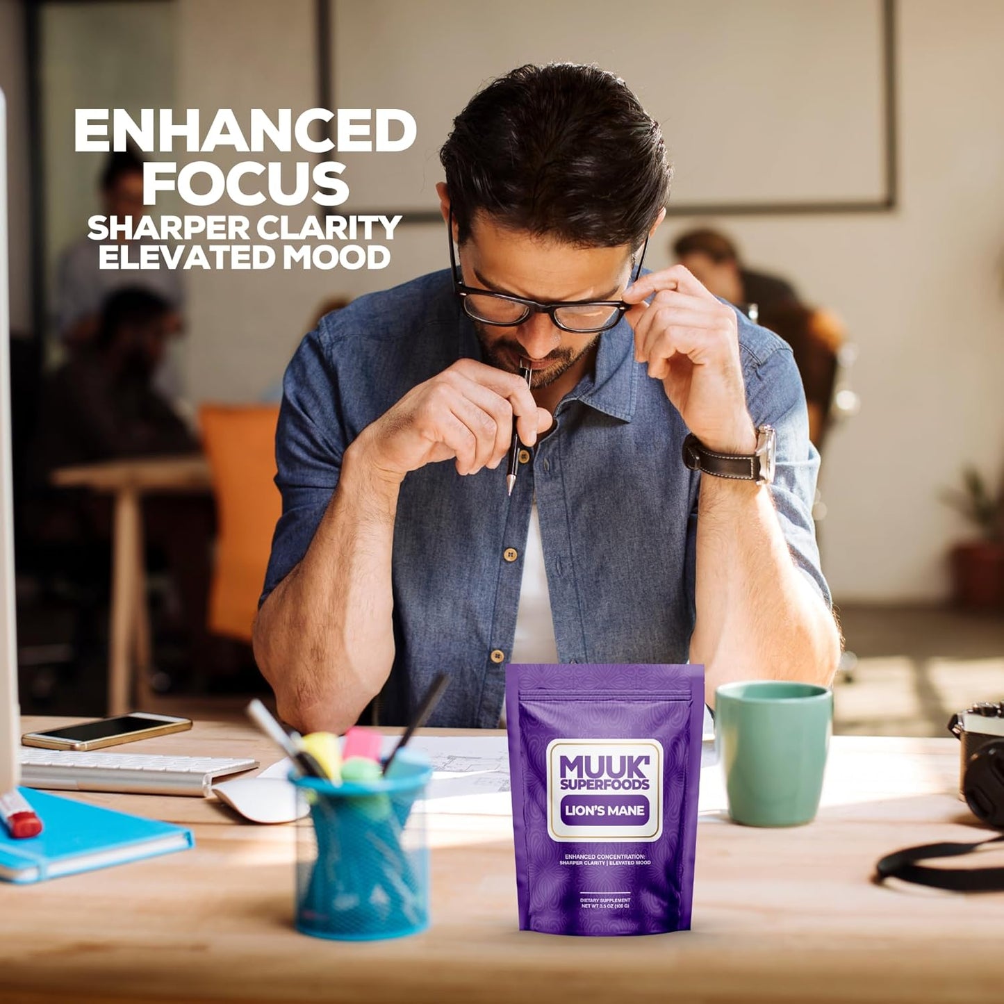 Organic Lion's Mane Mushroom Powder by MUUK' SUPERFOODS - Premium Quality Supplement for Cognitive Health and Immune Support - Espot.com.au