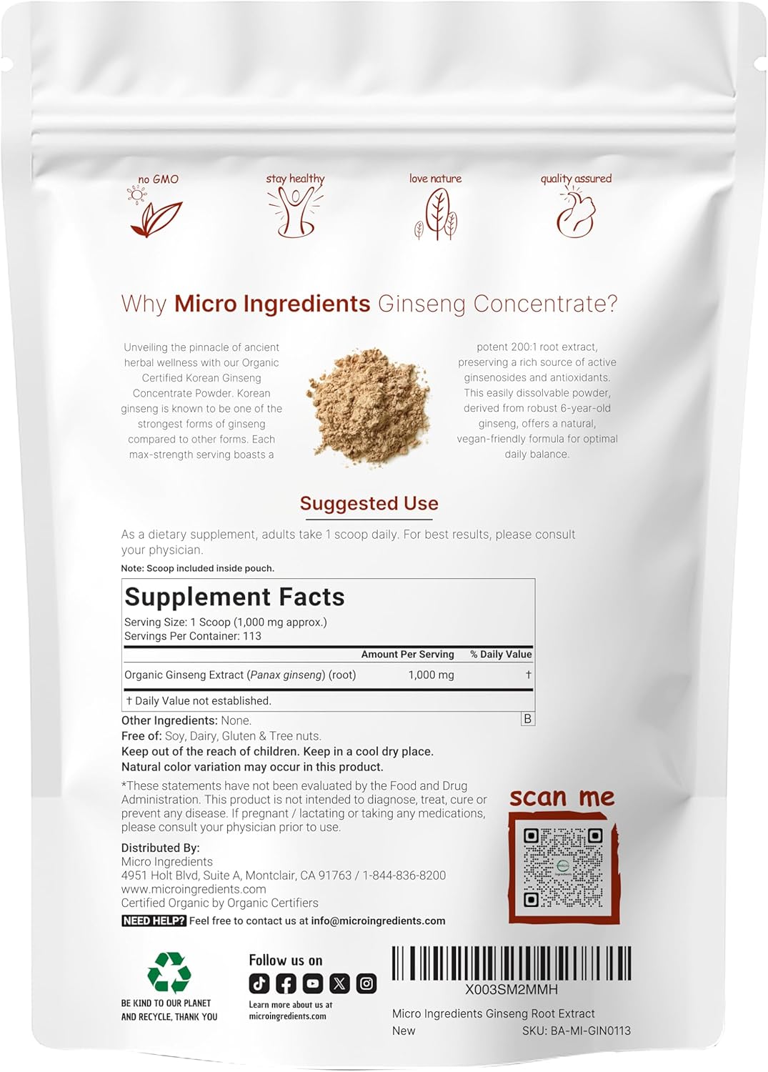 Organic Korean Red Panax Ginseng Root Powder 4 oz - Maximum Strength 200:1 Concentration, High in Active Ginsenosides, Vegan-Friendly Supplement - Espot.com.au