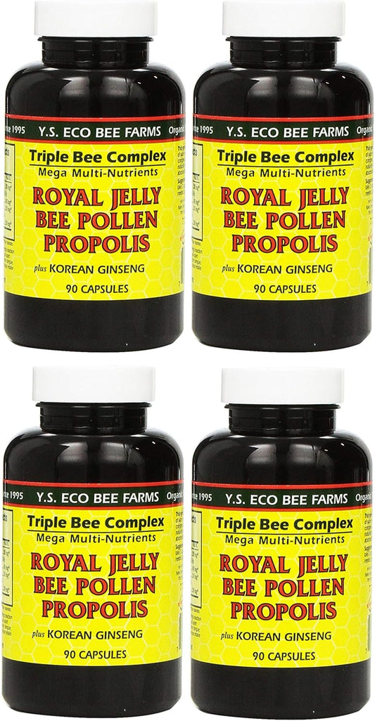 4-pack-ys-eco-bee-farms-royal-jelly-bee-pollen-propolis-with-korean-ginseng---90-capsules-1