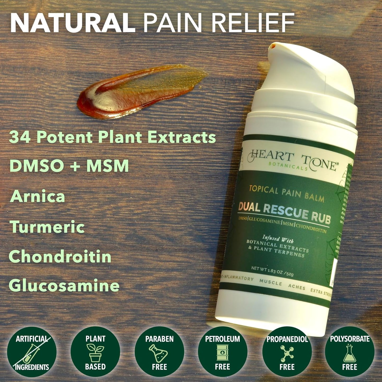heart-tone-botanicals-pain-balm-with-arnica-msm-turmeric-glucosamine---fast-acting-joint-muscle-recovery---extra-strength-dual-hot-and-cold-relief---45-natural-compounds-2