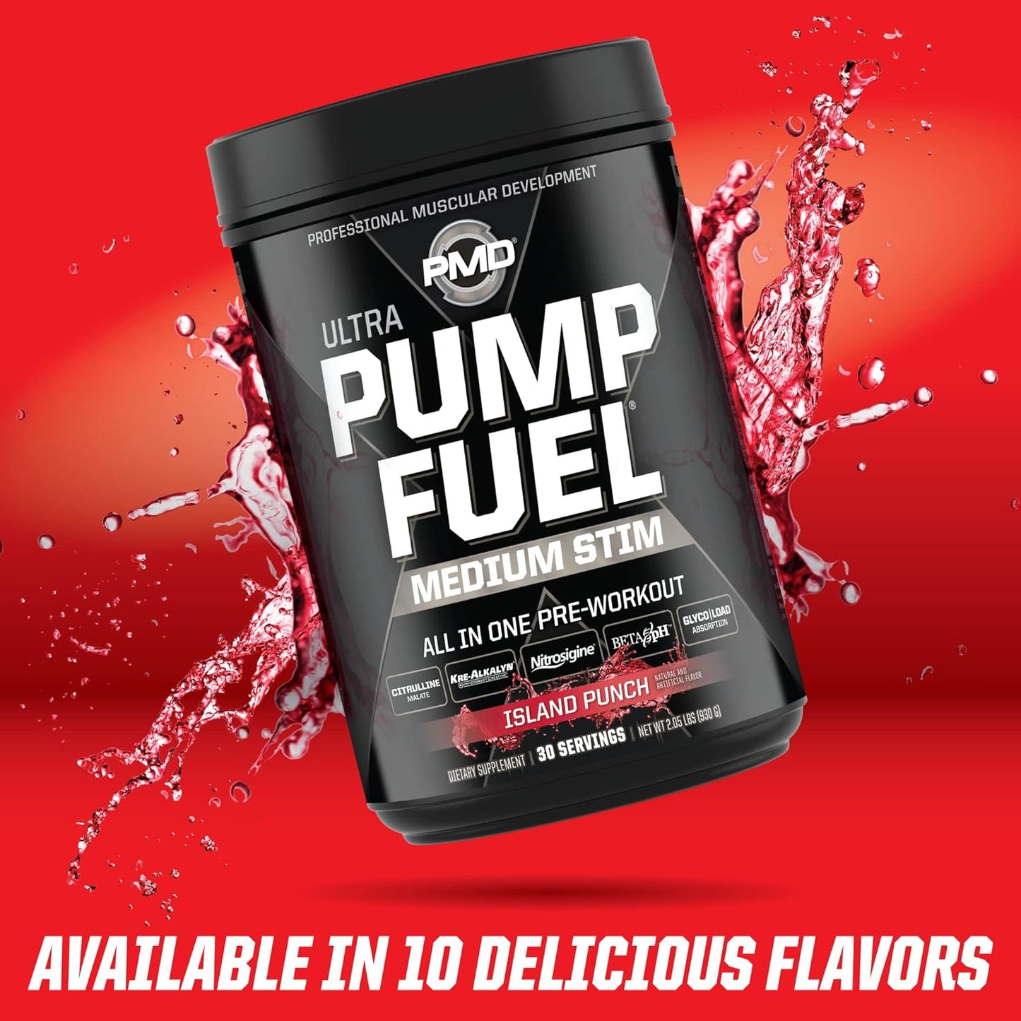 pmd-sports-ultra-pump-fuel-island-punch-pre-workout-drink-mix---boost-energy-strength-and-recovery-with-complex-carbs-and-amino-energy---30-servings-9