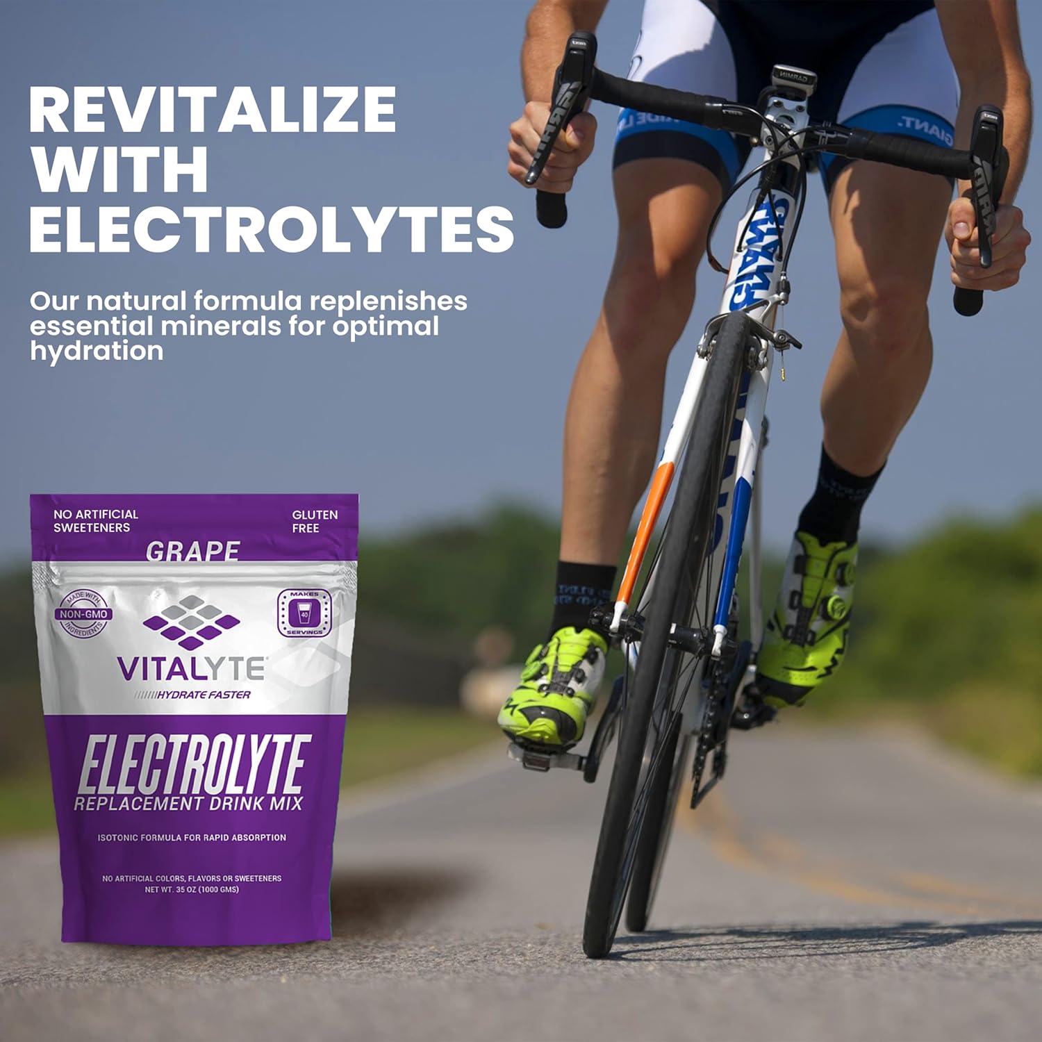 Isotonic Electrolyte Hydration Powder Mix, Grape Flavor, 35 oz - Gluten-Free Post Workout Drink Mix with Vitalyte Electrolytes - Espot.com.au
