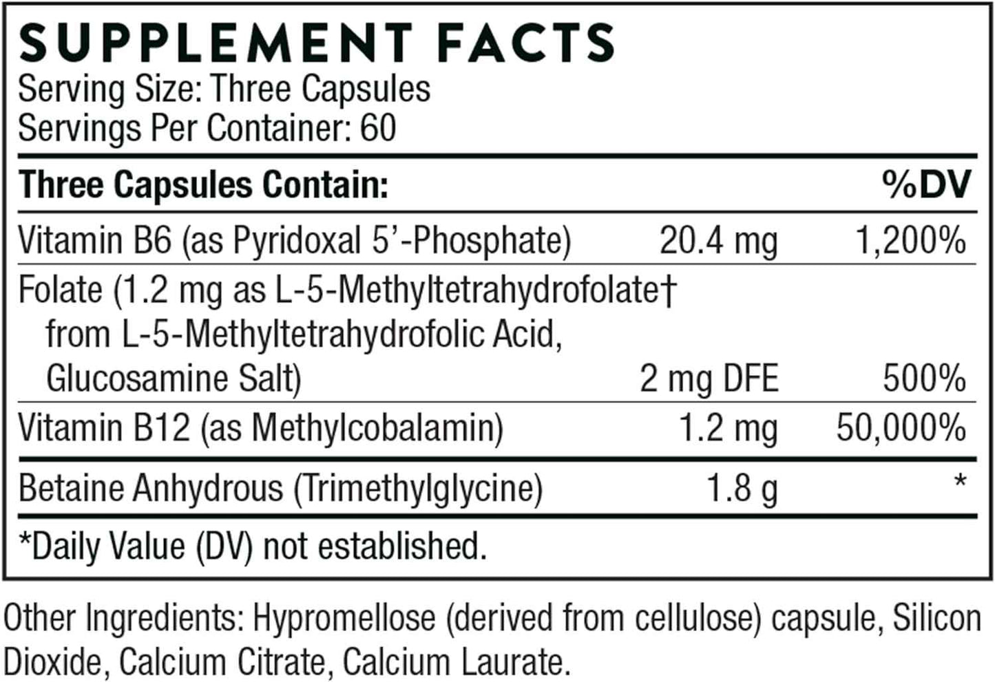 Methyl-Guard Supplement for Methylation Support with Folate and Vitamin B12 - 180 Capsules by THORNE