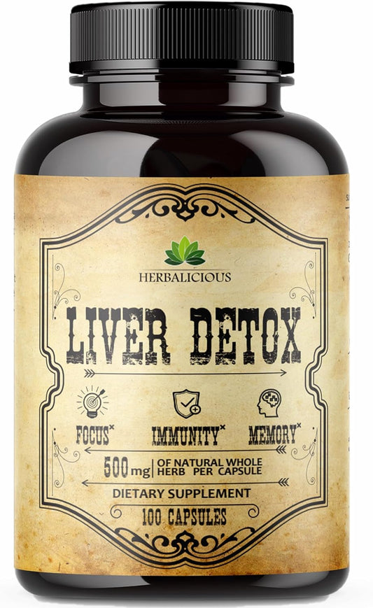 All-Natural Milk Thistle Liver Detox Capsules - Herbal Cleanse and Immune Support Supplement with Silymarin - 100 Capsules - Espot.com.au