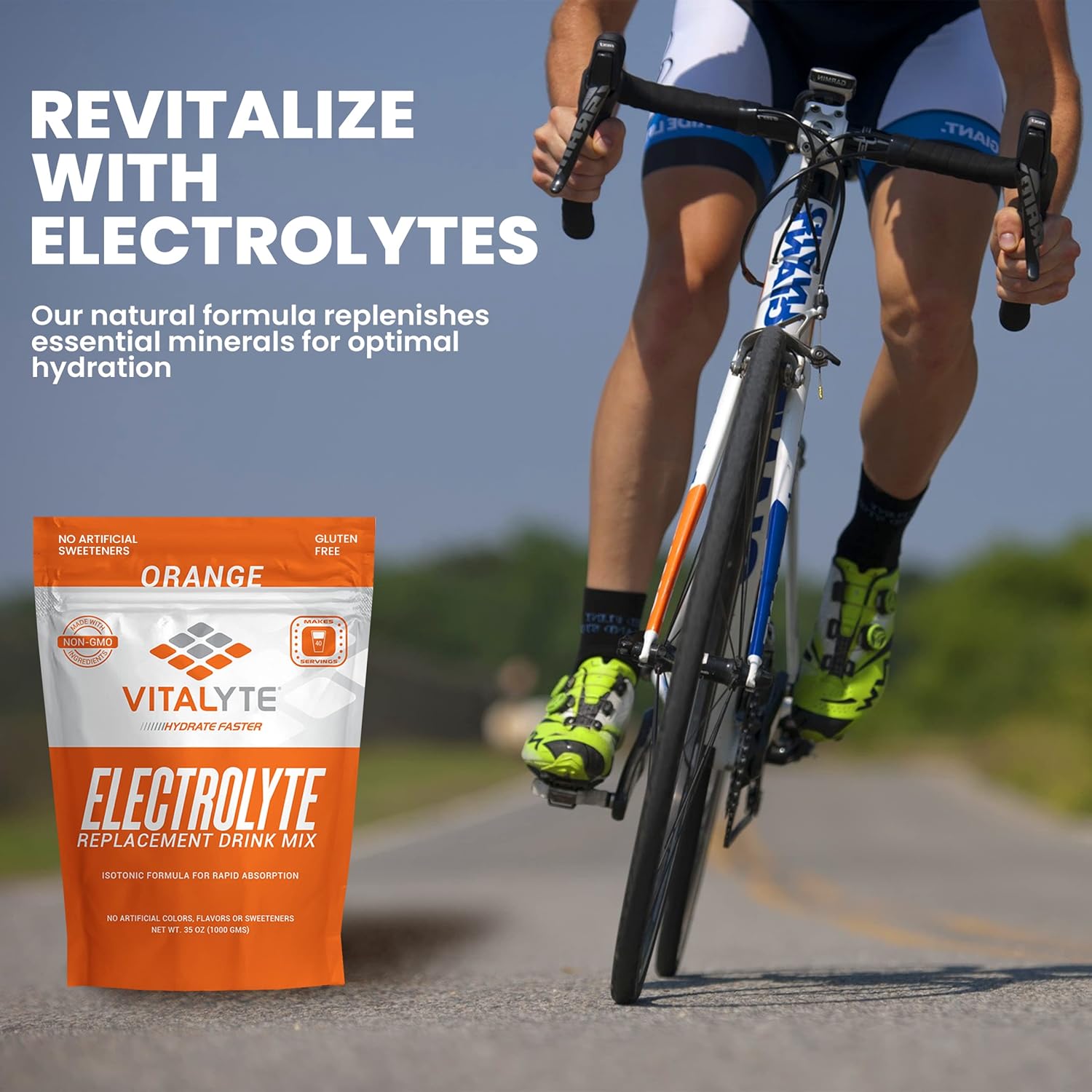 Isotonic Electrolyte Powder Drink Mix for Post Workout Hydration - Orange Flavor, Gluten Free, 35 oz. Pack - Espot.com.au