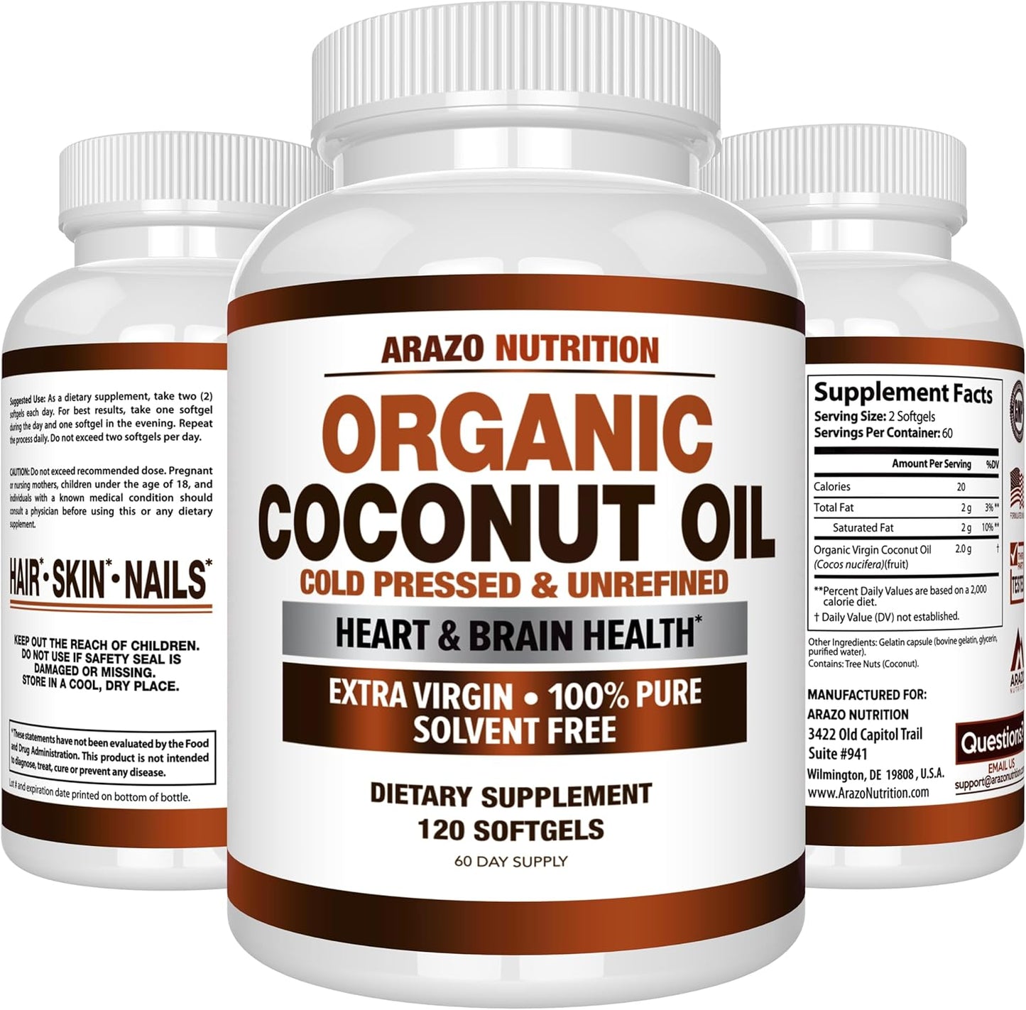 organic-coconut-oil-softgels---2000-mg-extra-virgin-unrefined-cold-pressed-for-weight-support-skin-hair-nails---120-capsules-by-arazo-nutrition-7