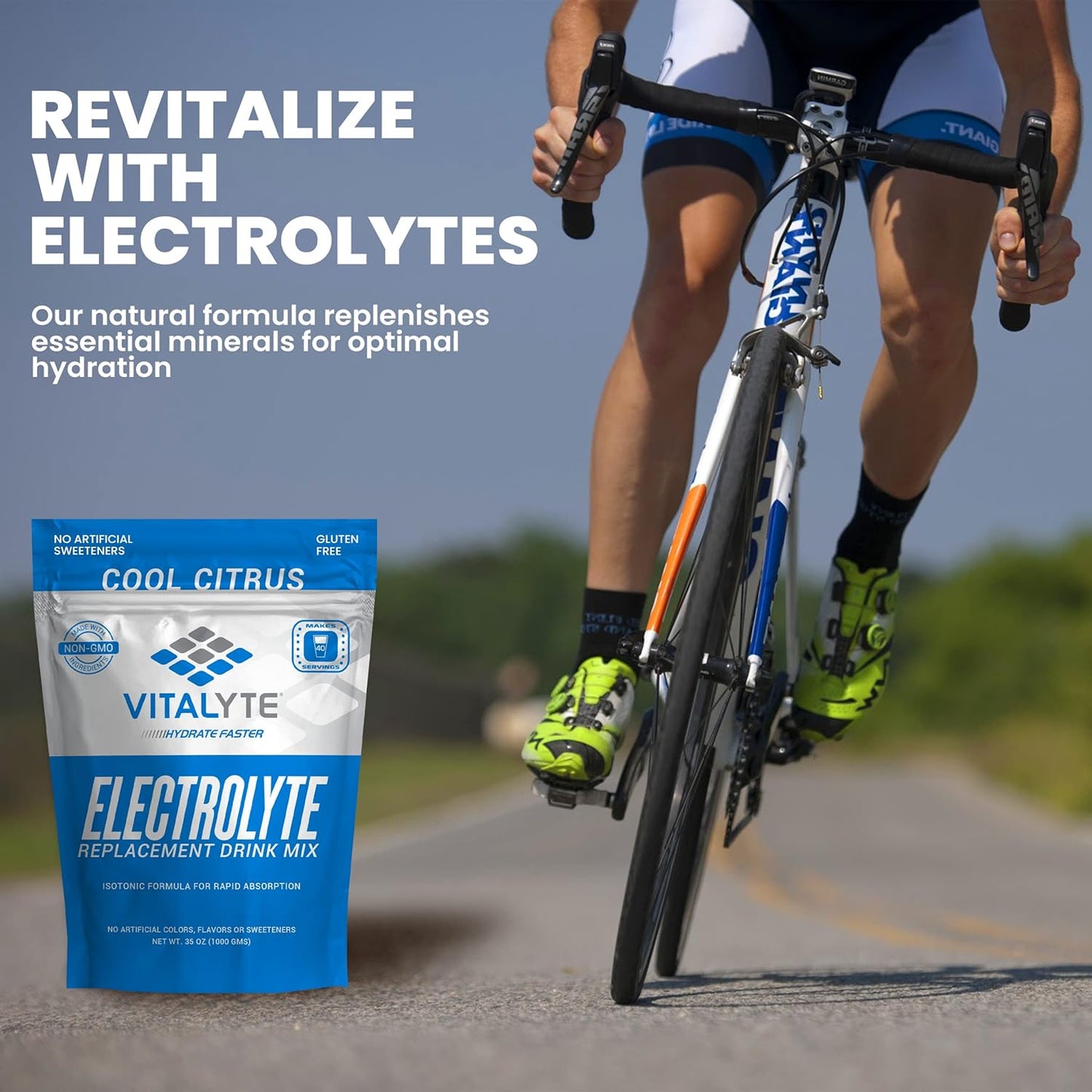 Vitalyte Electrolyte Powder - Isotonic Drink Mix for Hydration, Energy, and Recovery - 35 oz, 40 Servings - Water Enhancer & Rehydration Supplement - Cool Citrus Flavor - 2 Pack for Men, Women, and Sports - Espot.com.au