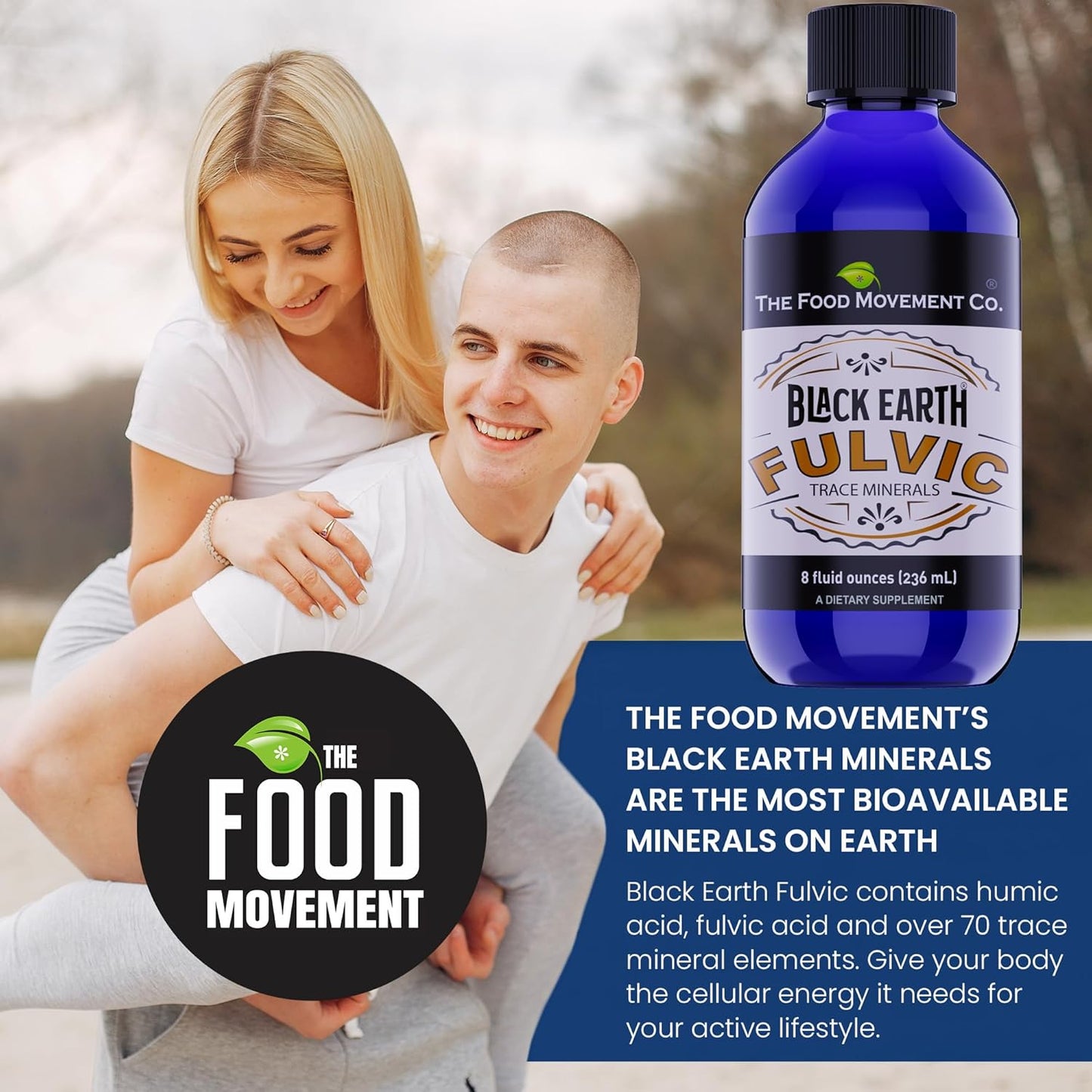 Black Earth Fulvic Acid - Humic Fulvic Minerals with Electrolytes for Digestive Health, Exercise Recovery & 8oz Trace Minerals Supplement by THE FOOD MOVEMENT CO. - Espot.com.au