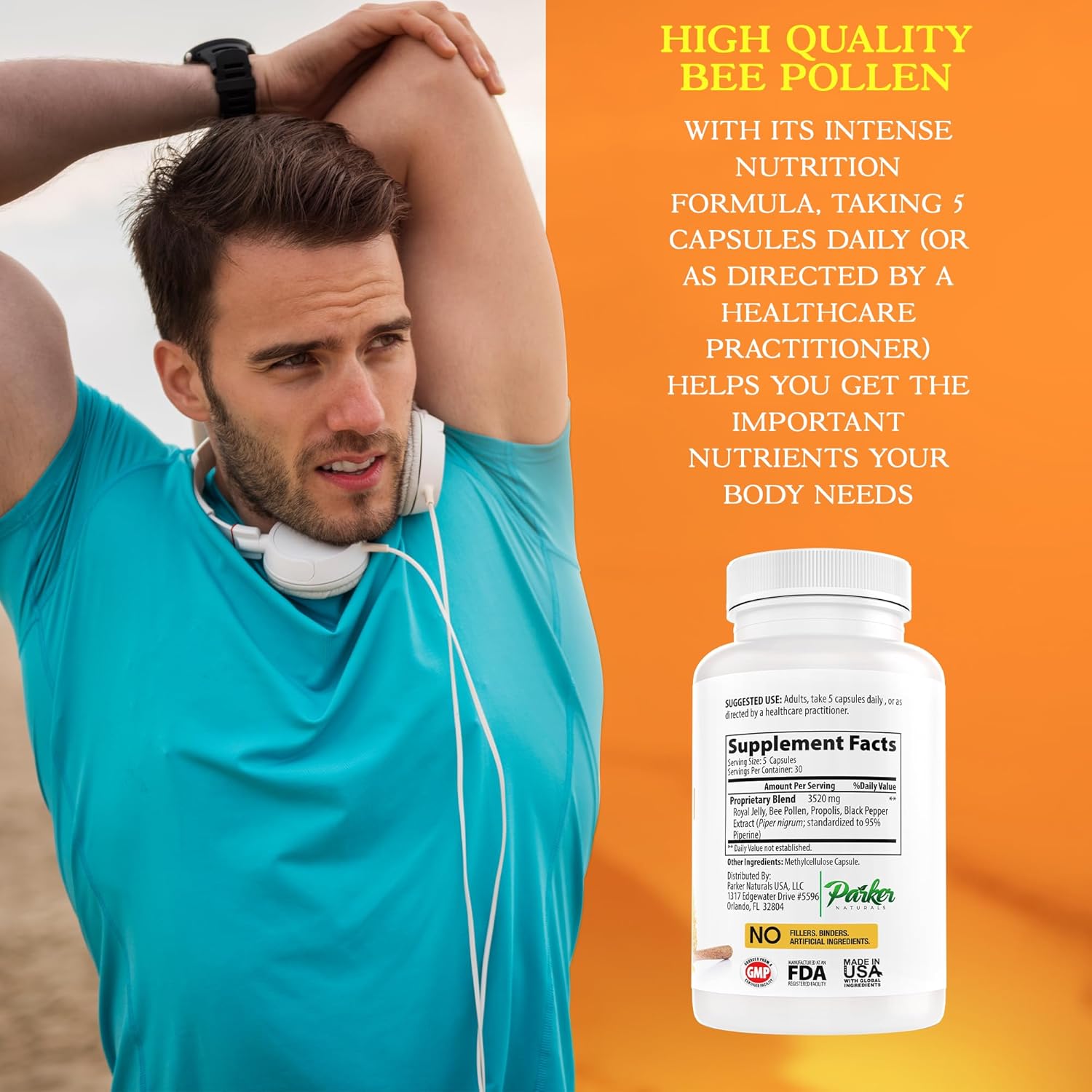 supreme-bee-pollen-capsules-with-royal-jelly-propolis---natural-supplement-for-adults-150-count-3520mg-by-parker-naturals-5