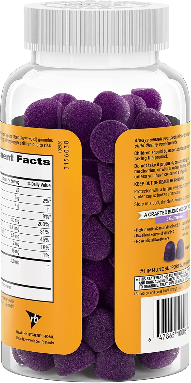 Children's Immune Support Gummies with Elderberry, Zinc, Vitamin C, D & E - 130 Elderberry Flavored Gummies - Espot.com.au