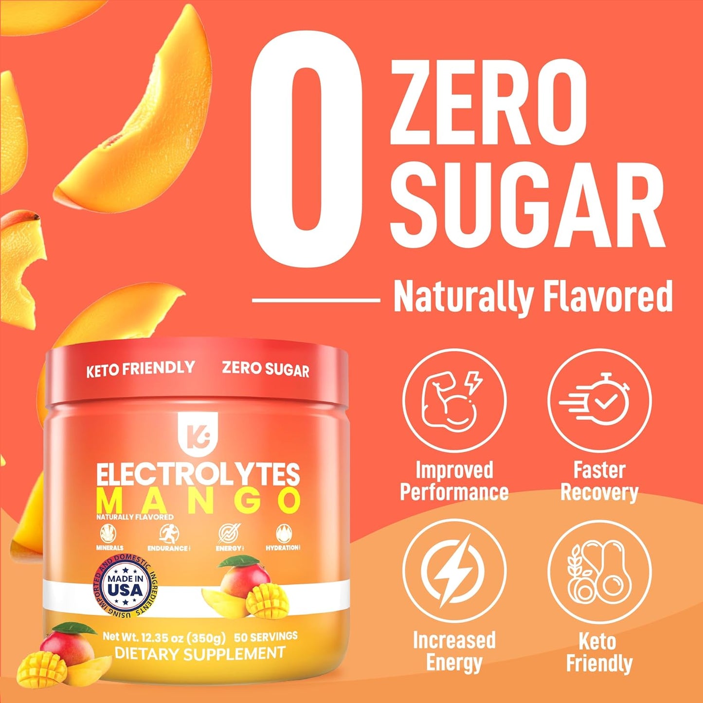Mango Flavored Keto Electrolyte Powder with No Sugar - Hydration Support for Keto Dieters - Sugar-Free Electrolyte Supplement - Sips Like Sunshine - Espot.com.au