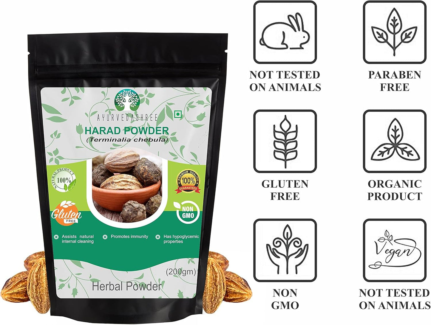200-gm-ayurvedashree-haritaki-powder---terminalia-chebula-detox-rejuvenation-for-vata---kapha---pitta-balance---non-gmo---gluten-free---gmp-certified-4