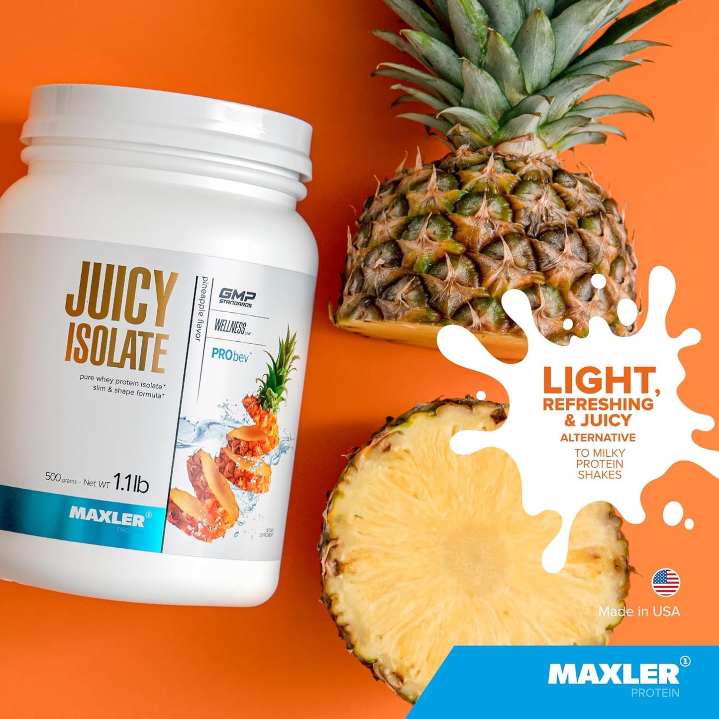 maxler-pineapple-clear-whey-isolate-protein-powder---low-lactose-fat-free-sugar-free-muscle-recovery-drink---90-protein---pre-post-workout---11lb-2
