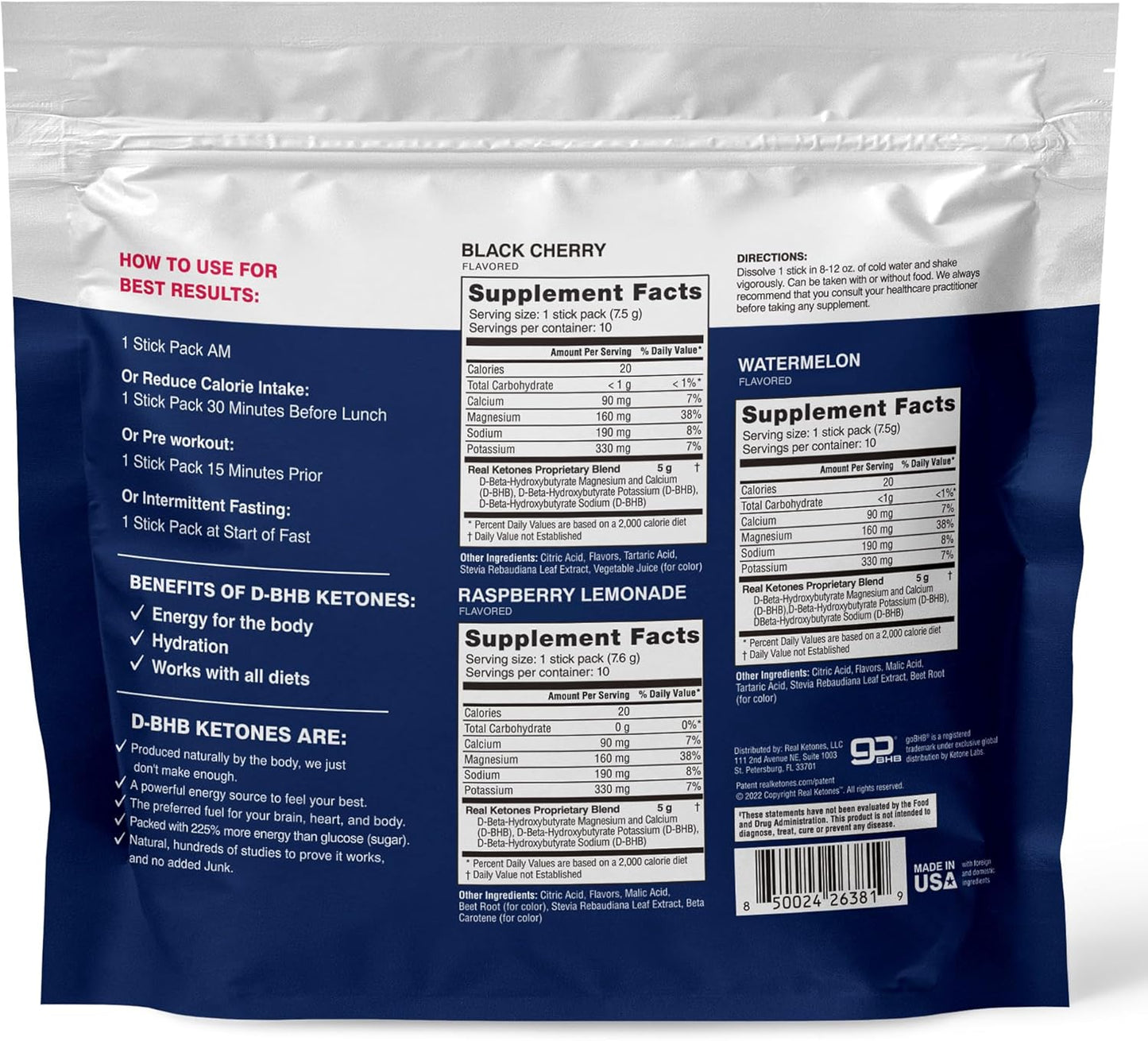 Bundle of Real Ketones Intermittent Fasting Drink Mixes for Weight Loss Support with Electrolytes Variety Pack & BHB Exogenous Ketones - 30 Count Each, Ideal for Men - Espot.com.au