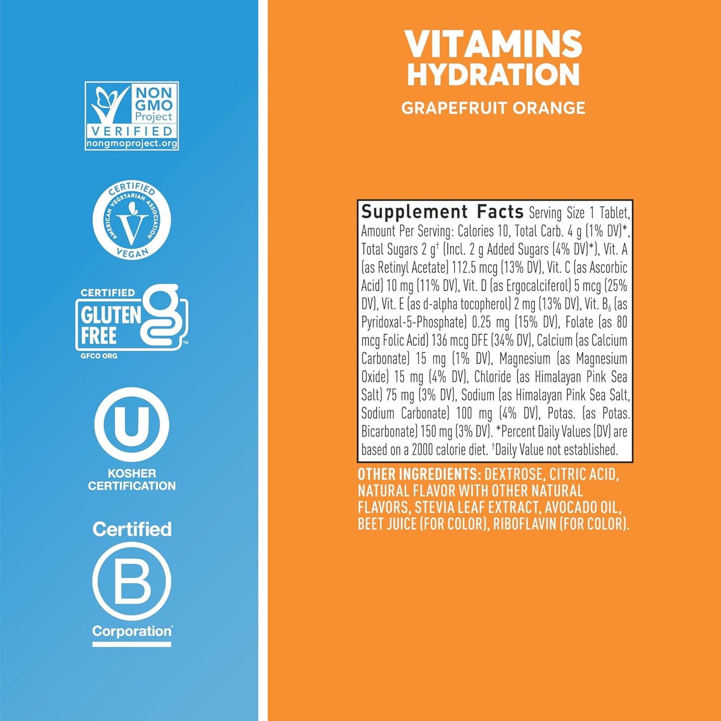 Nuun Hydration Vitamins Electrolyte Tablets, Grapefruit Orange Flavor - 8 Pack (96 Servings) - Vegan, Non-GMO, with 5 Essential Electrolytes and Vitamins A, B6, C, D, E - Espot.com.au