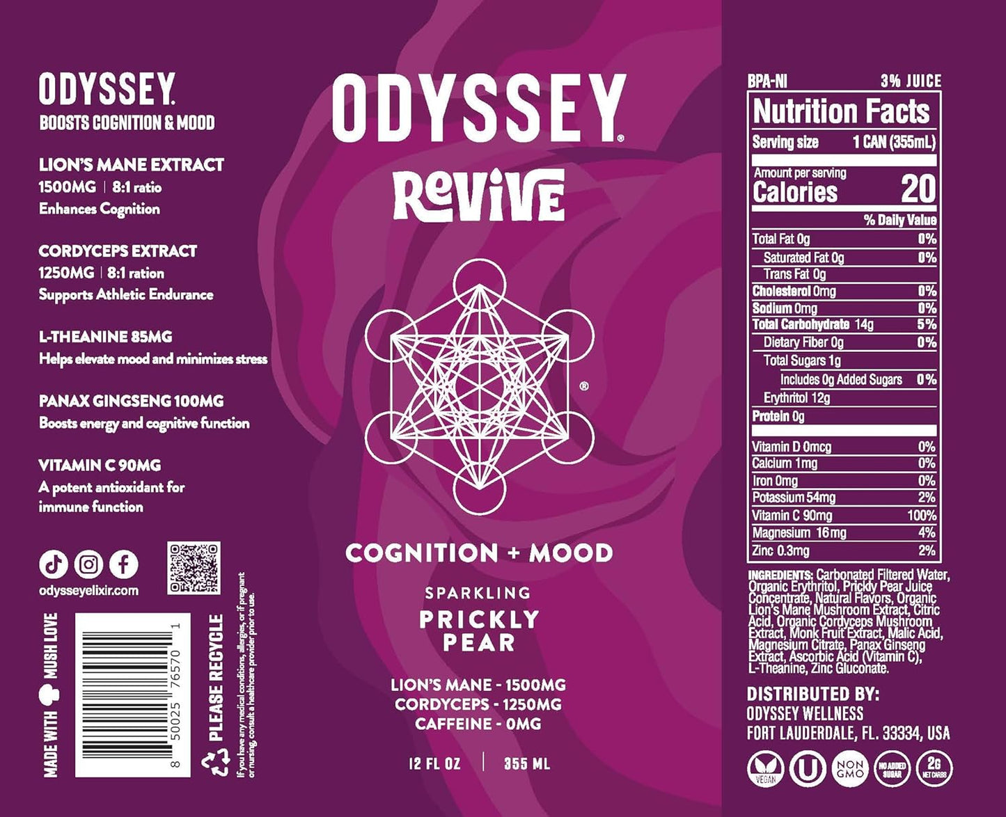 revive-sparkling-hydration-drink-with-theanine-lions-mane-cordyceps-electrolytes---caffeine-free-energy-vegan-non-gmo---prickly-pear-flavor-12-oz-12-pack-3