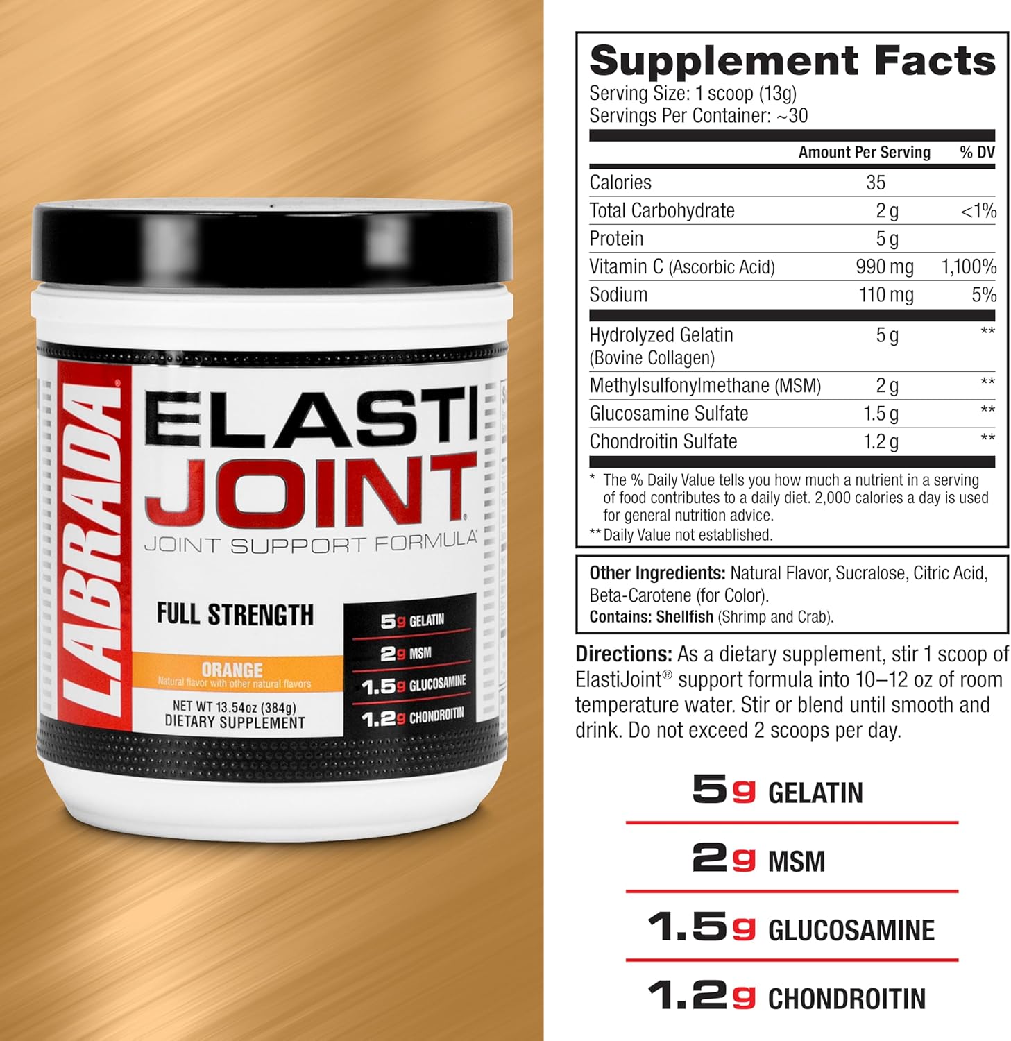 labrada-nutrition-elastijoint-orange-flavor-glucosamine-joint-support-powder-for-men-women---joint-pain-relief-bone-health-supplement-with-msm-chondroitin---gluten-free-6