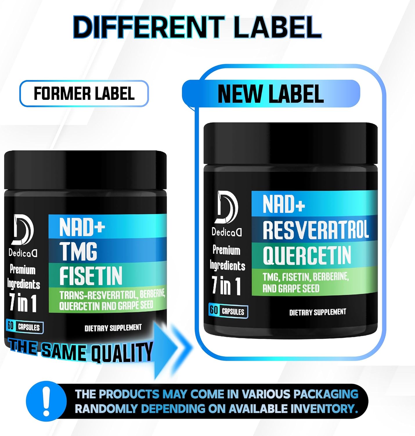 1000mg DEDICAD NAD+ Supplement with Resveratrol, Quercetin, Berberine, Fisetin, TMG, Grape Seed - Energy, DNA Repair, Aging Defense, Brain Function - 60 Capsules - Espot.com.au