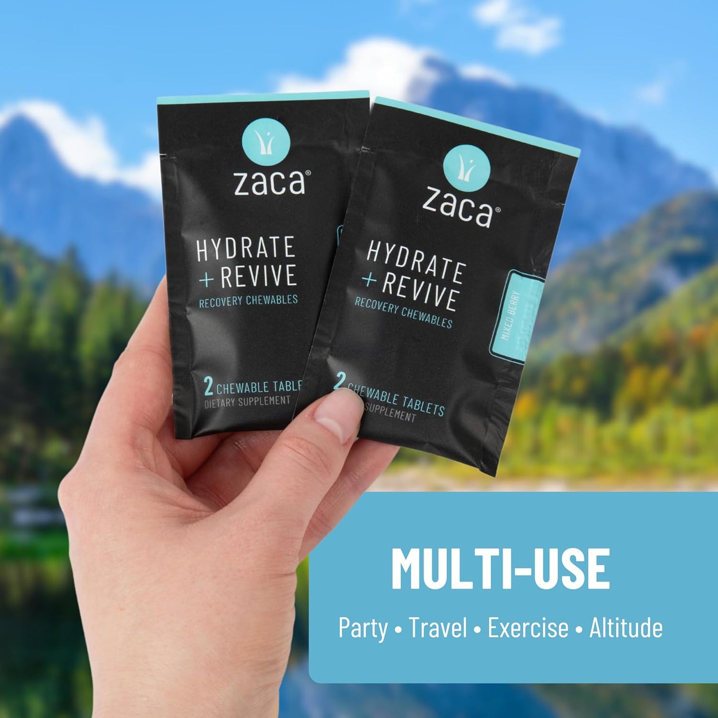 zaca-recovery-chewable-supplement---hydrate-and-revive-for-parties-travel-exercise-and-altitude---non-sugar-non-gluten-mixed-berry---2-packets-4-tablets-3