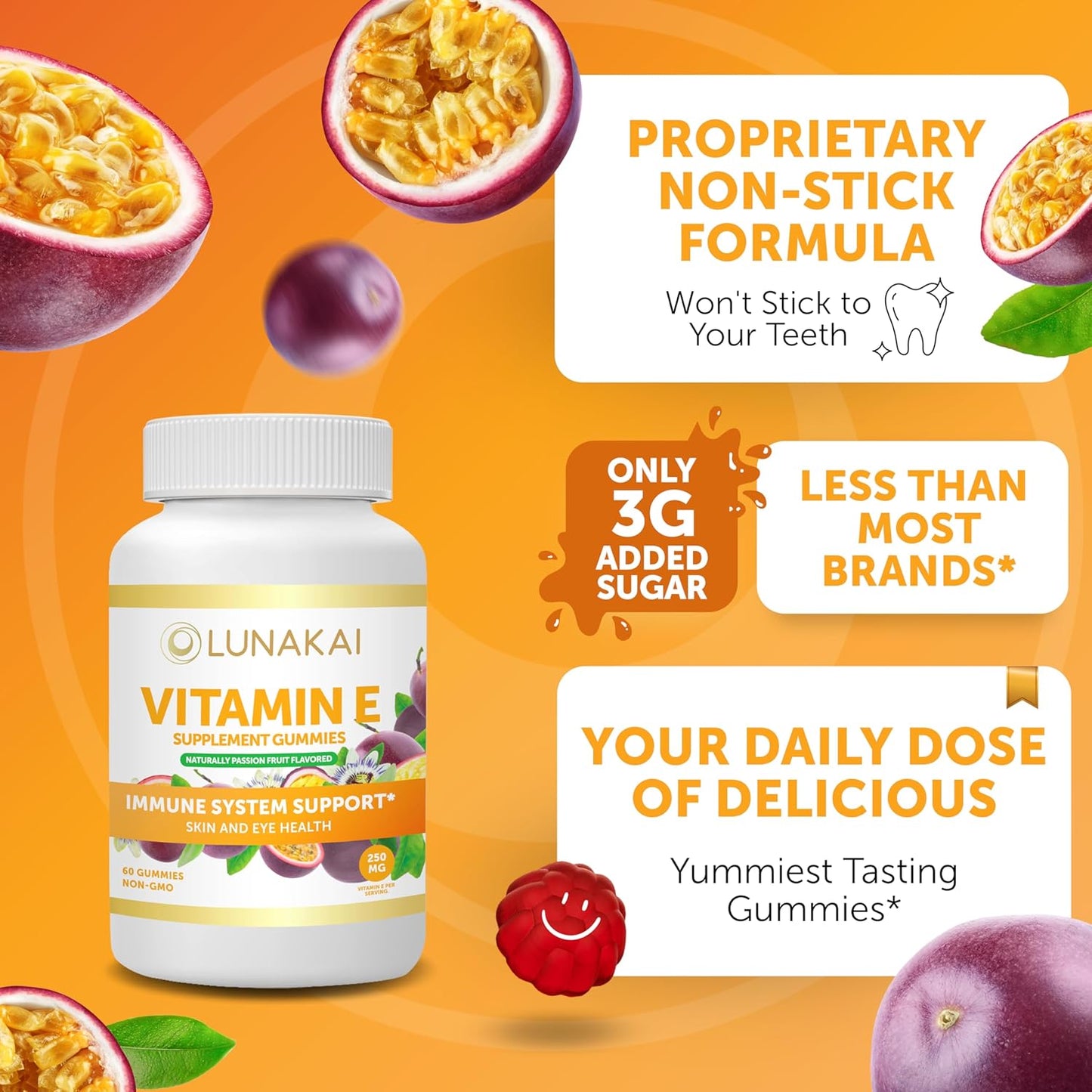Natural Anti Aging Gummy Bundle with Collagen, Vitamin E, and Vitamin C - Non-GMO Supplements for Men & Women - 250mg VIT E - Espot.com.au