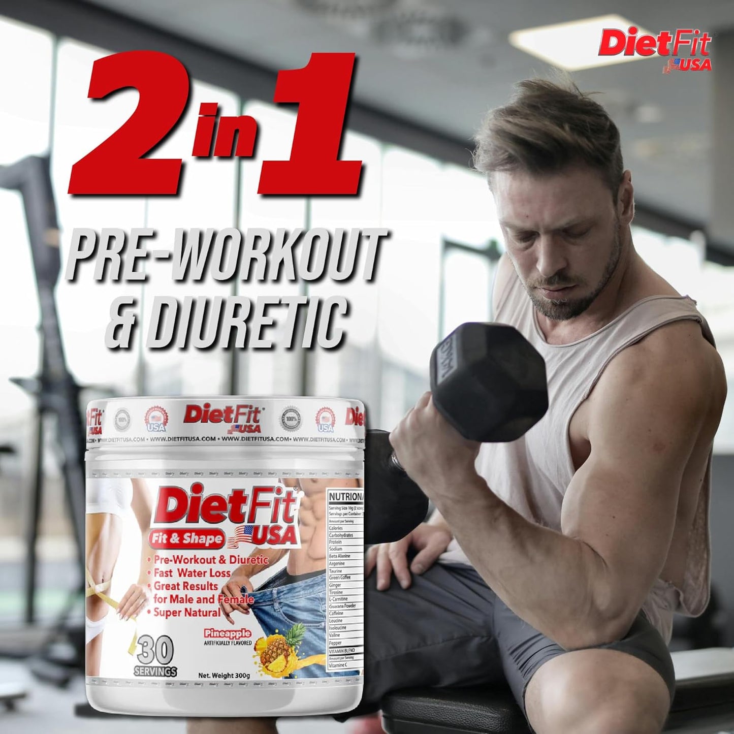 dietfit-pre-workout-and-diuretic-powder---hydroboost-2-in-1-with-pineapple-flavor---intense-energy-boost-for-fitness---30-servings-7