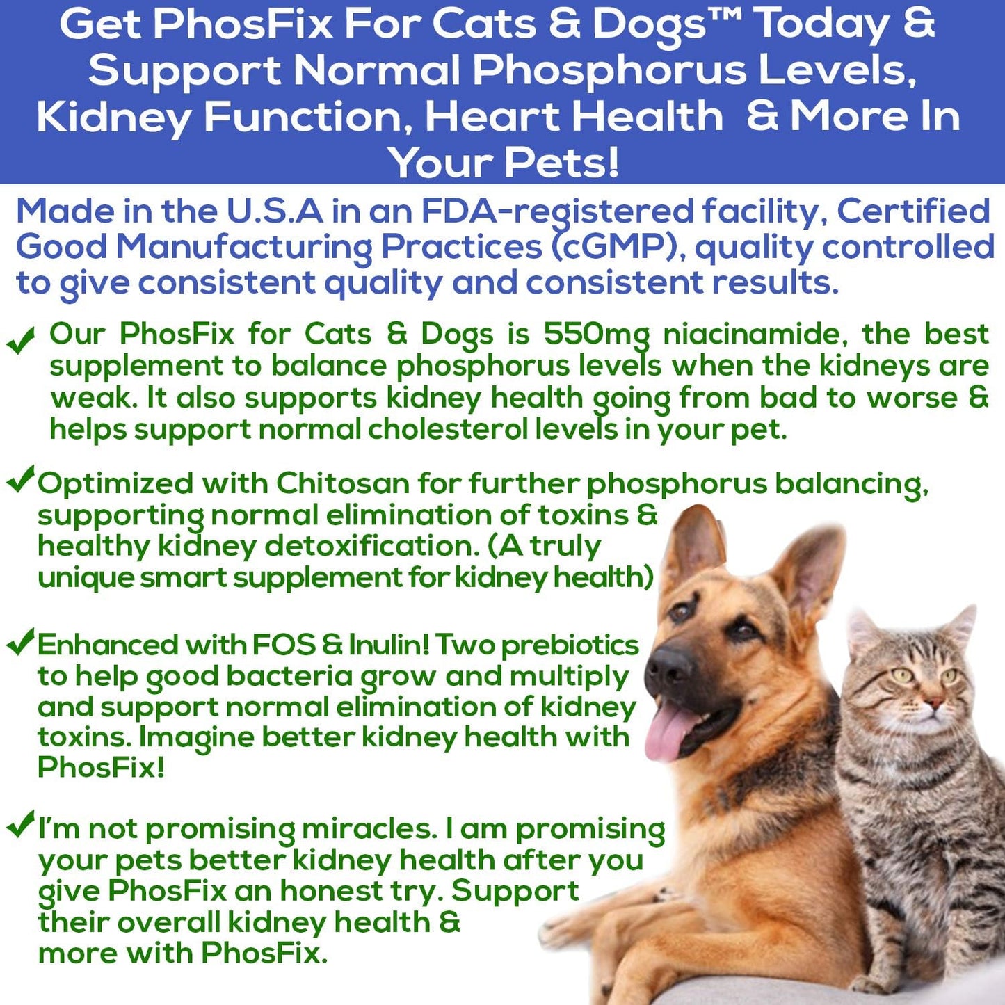 PhosFix Kidney Health Supplement for Cats & Dogs - Supports Normal Phosphorus Levels and Kidney Function - Natural Chitosan Formula for Kidney Restoration - Espot.com.au
