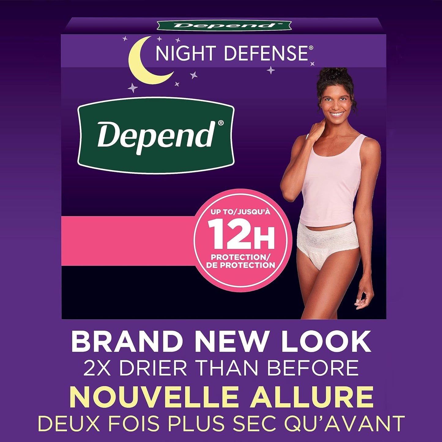 Depend Night Defense Women's Disposable Incontinence Underwear, Medium, 60 Count (4 Packs of 15), Overnight Protection, Blush - Espot.com.au