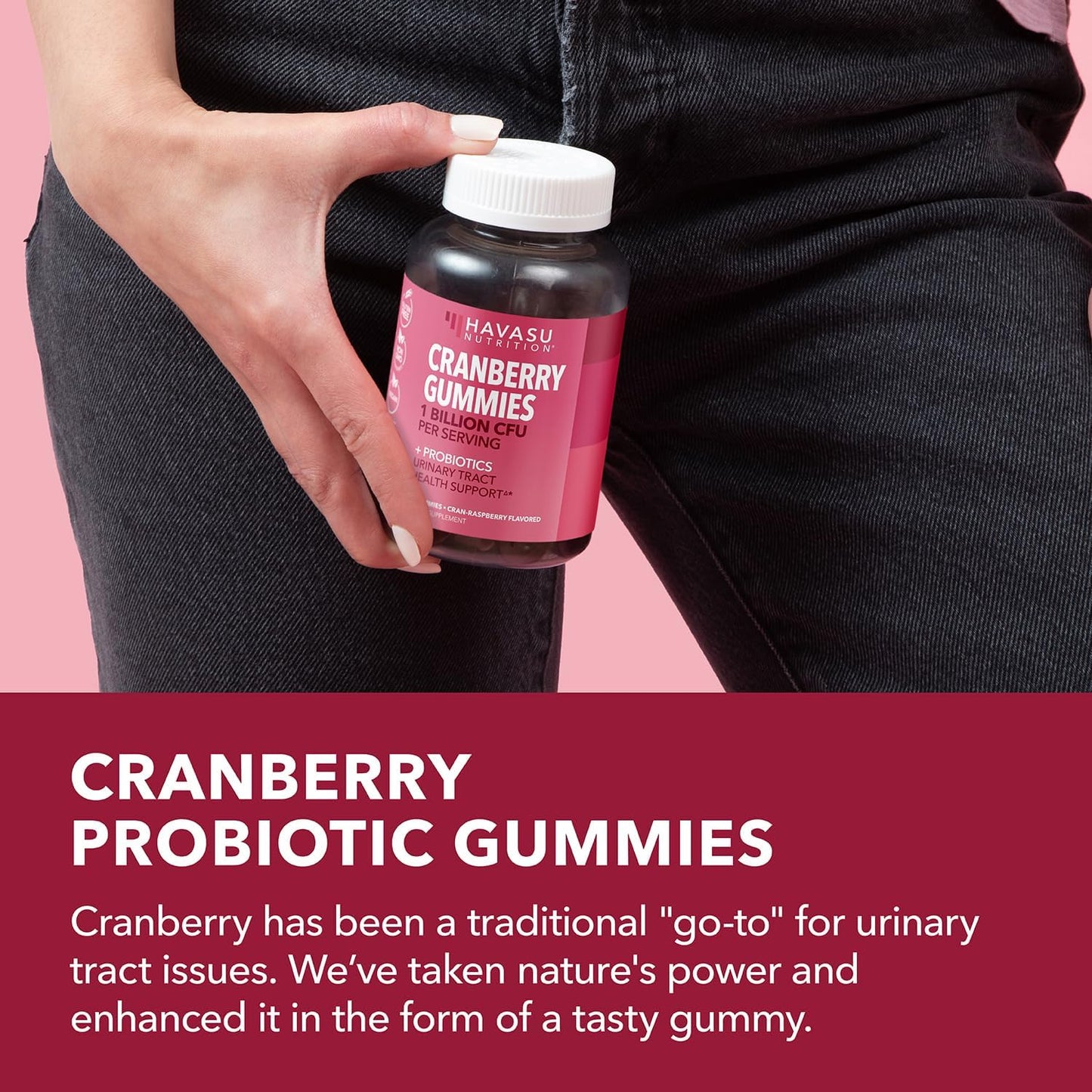 Women's Probiotic Cranberry Gummies - Supports Urinary Tract Health & pH Balance - 1 Billion CFU of Lactobacillus - Bladder & Vaginal Wellness - Cran-Raspberry Flavor - 60 Count - Espot.com.au