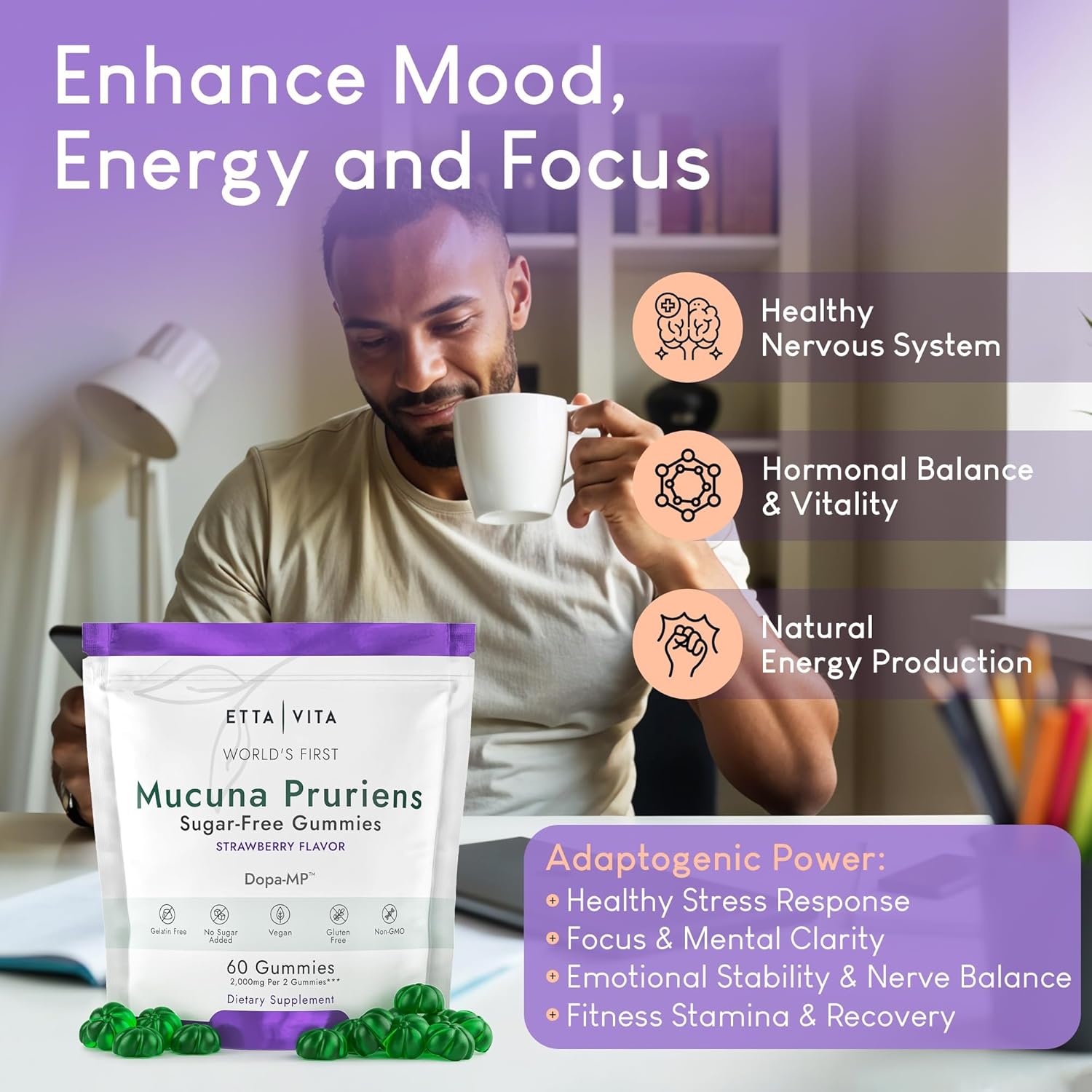sugar-free-dopamine-supplement-gummies---potent-mucuna-pruriens-extract-for-energy-focus-calm-mood-motivation---vegan-non-gmo-gluten-free---60ct-4