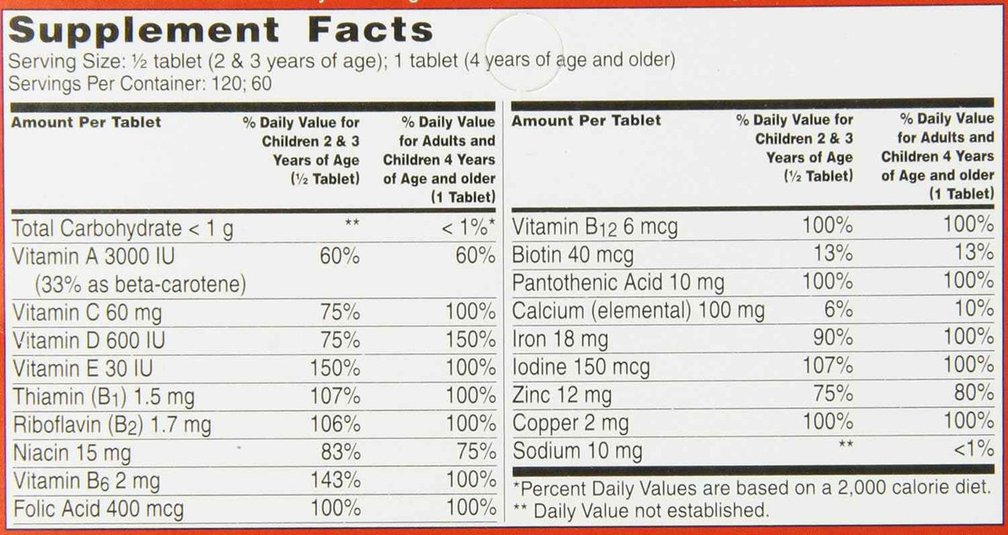 60 Count Flintstones Complete Children's Chewable Multivitamin Supplement