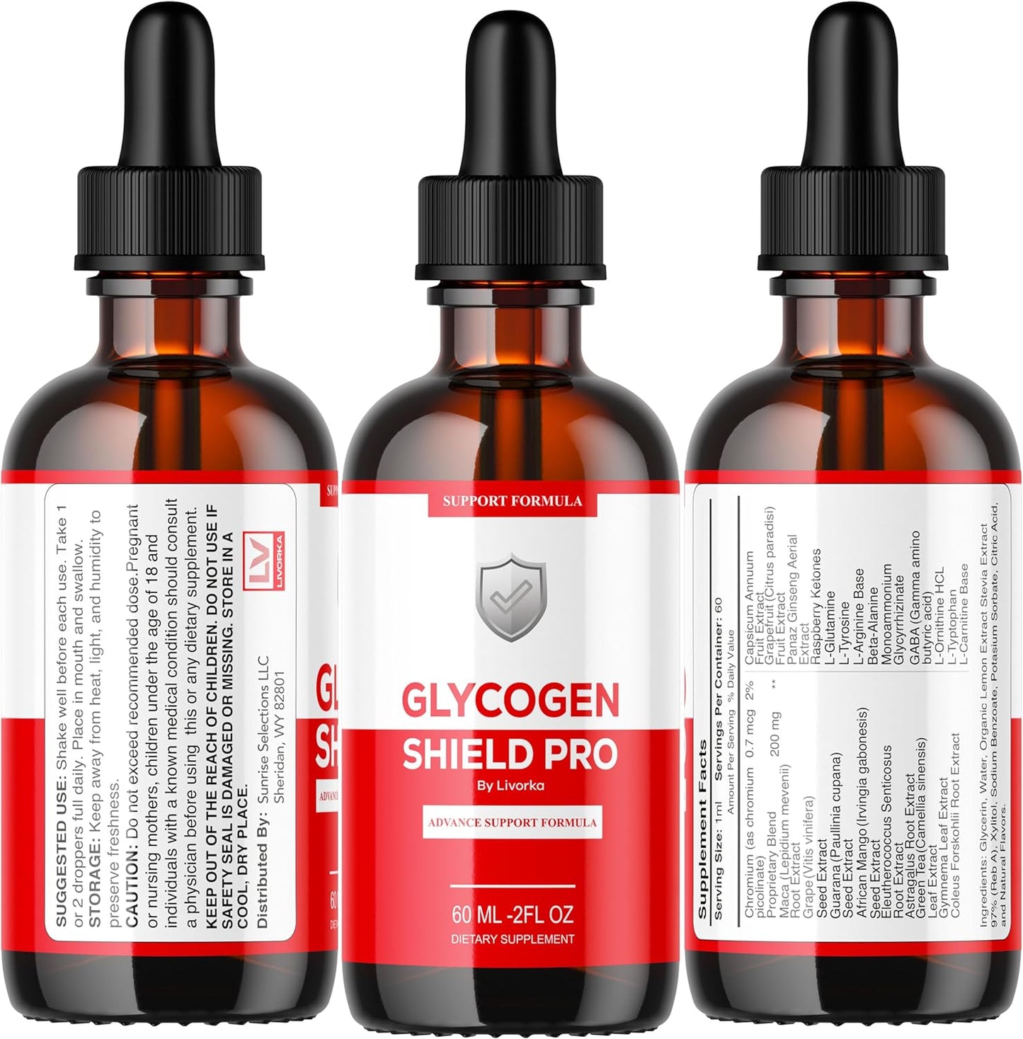 Glycogen Shield Pro Drops - Pack of 2 Bottles for 60 Days - Support Supplement for Glycogen Levels by LIVORKA - Espot.com.au