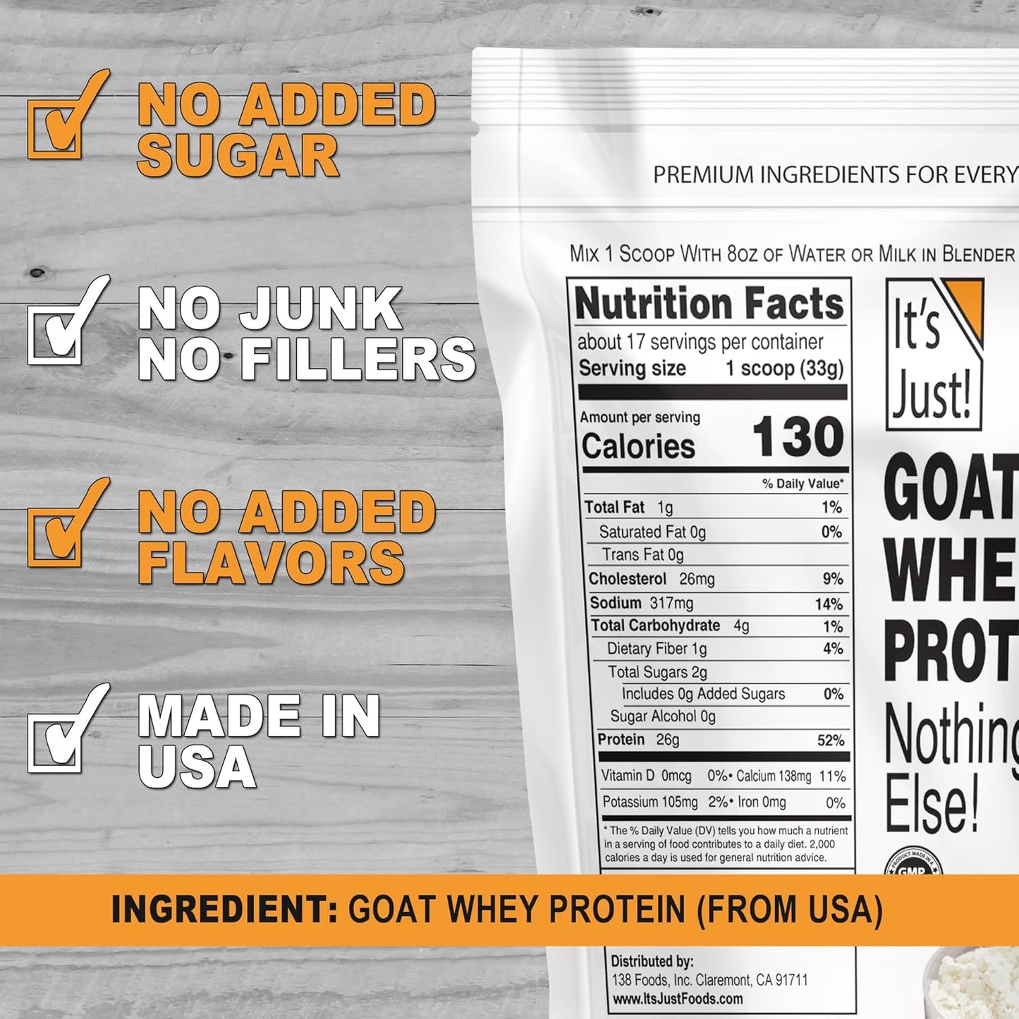 USA Made Goat Whey Protein Concentrate from Pasture Raised Goat Milk - Pure One Ingredient Formula for Optimal Nutrition - Espot.com.au