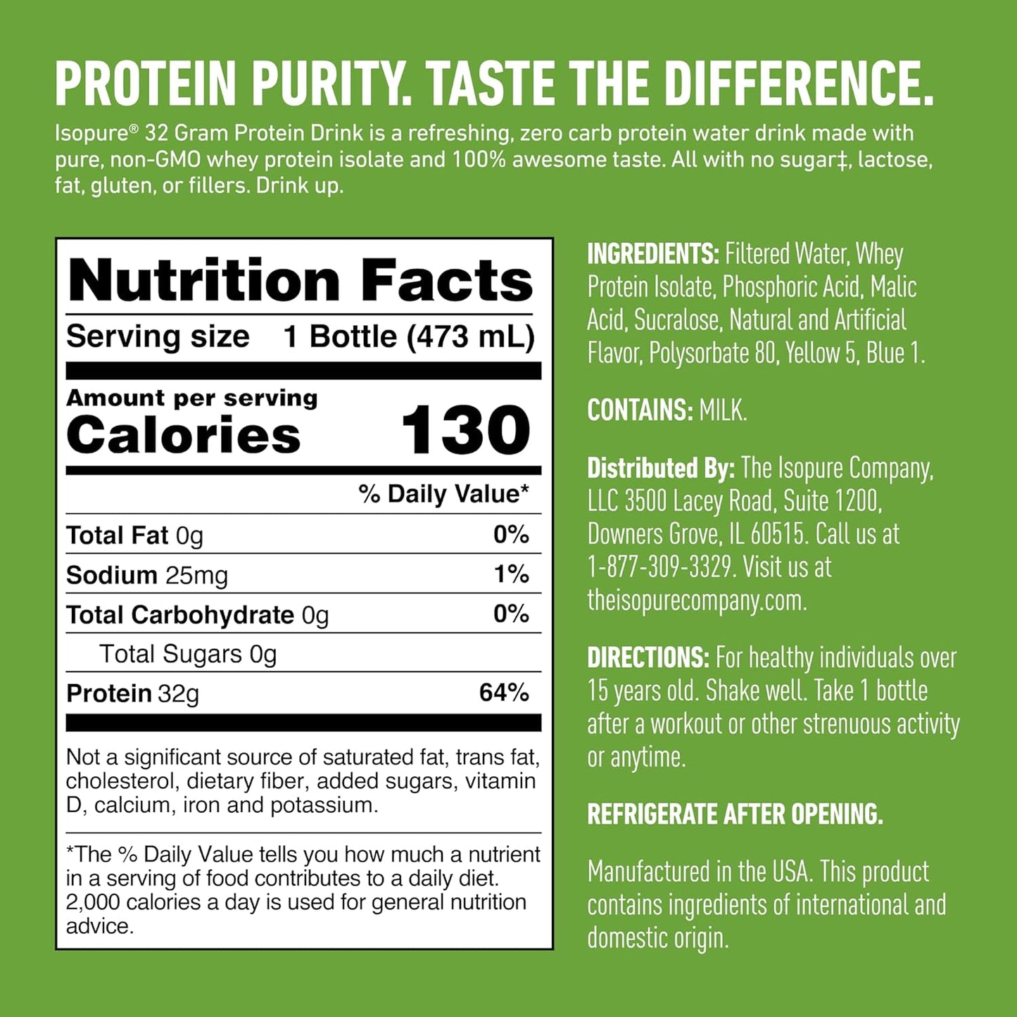 Clear Whey Protein Isolate Drink, Apple Melon Flavor, Zero Carb, 32g Protein, 16 Fl Oz (Pack of 12) - Espot.com.au