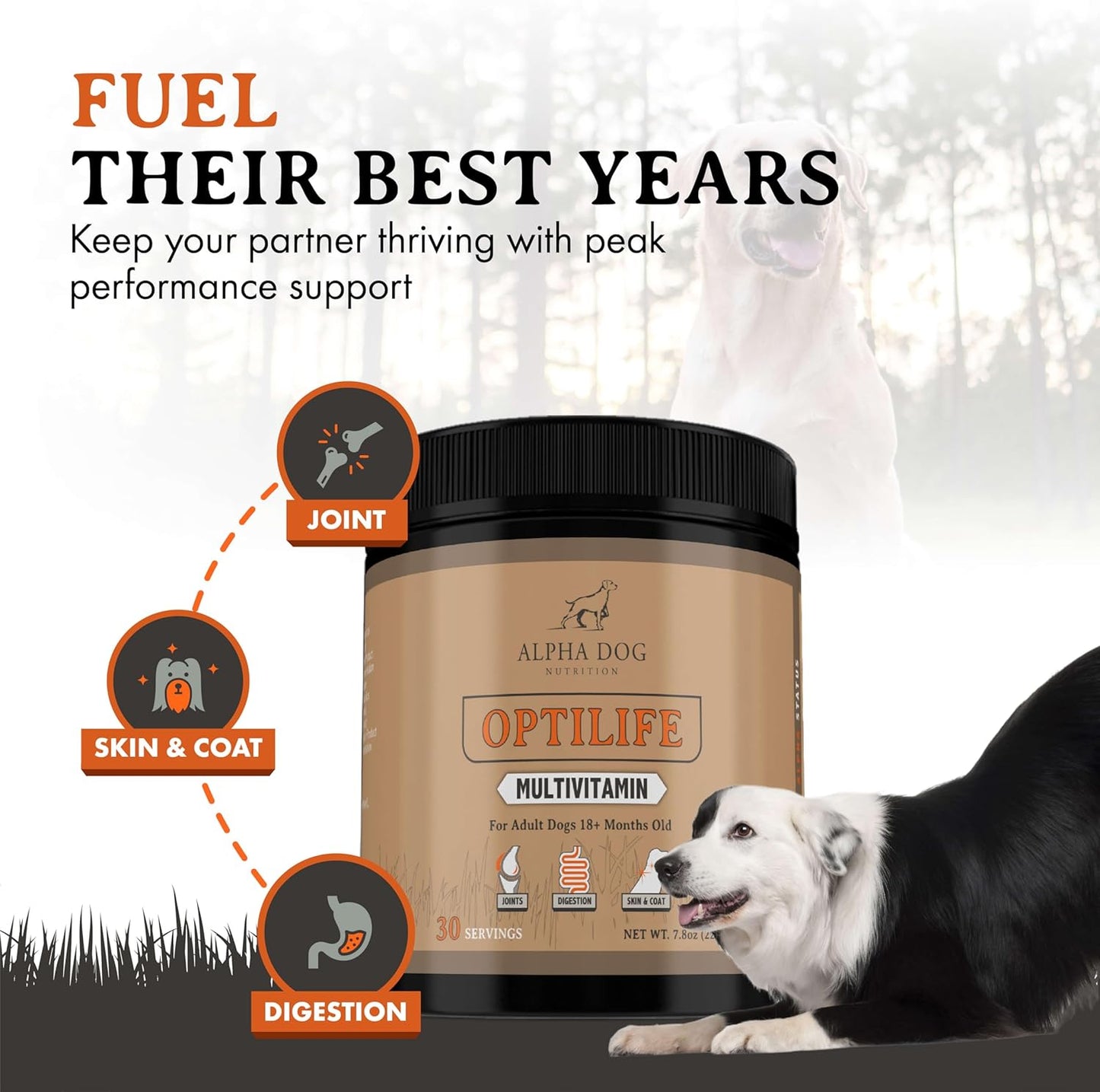 alpha-dog-nutrition-optilife-dog-multivitamin-powder---60-servings---adult-dog-supplement-with-probiotics-allergy-joint-skin-coat-support---dog-vitamins-and-supplements-2
