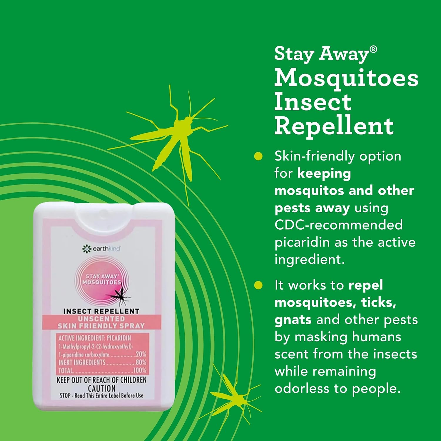 Stay Away Mosquitoes Insect Repellent Spray with Picaridin - Plant-Based Formula for 14-Hour Protection - Unscented & Safe for Kids - Travel Size 4-Pack - Espot.com.au