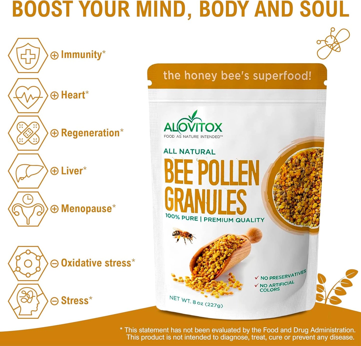 organic-bee-pollen-granules-for-bearded-dragons-8-oz-superfood-packed-with-antioxidants-protein-and-vitamins-100-pure-and-gluten-free-nutritional-yeast-2