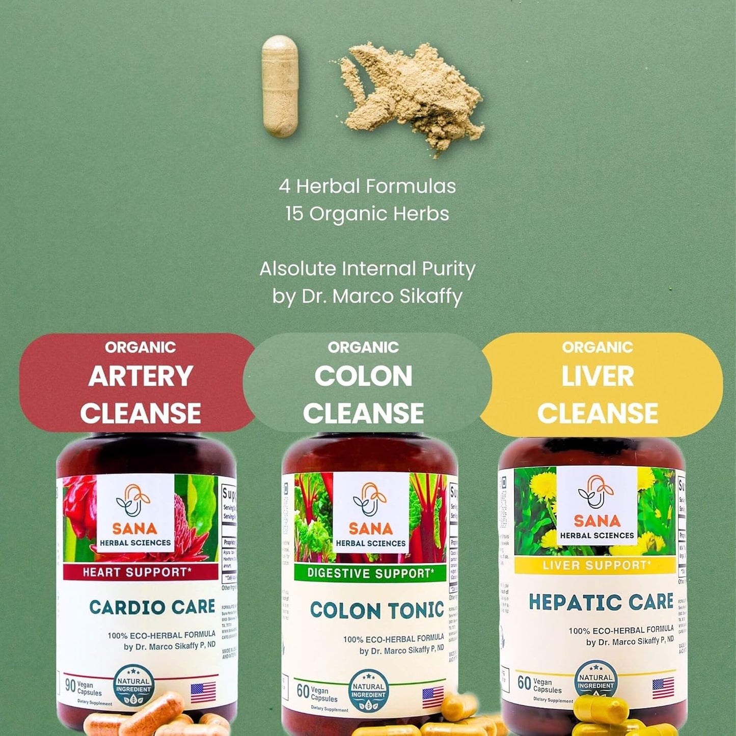 Organic 15-Day Full Body Detox Supplement with Liver Cleanse & Artery Plaque Removal - Dr. Marco Sikaffy's All-Natural Wellness Formula - Easy-to-Swallow Capsules for Colon Cleanse - Espot.com.au