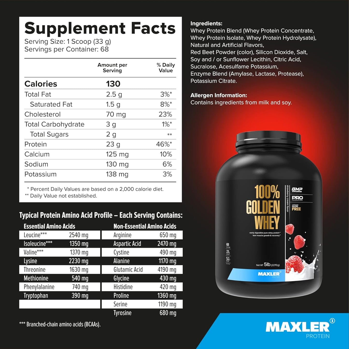 maxler-strawberry-cream-golden-whey-protein-powder---23g-per-serving---fast-absorbing-blend-for-pre-post-intra-workout---5-lbs-pack-6