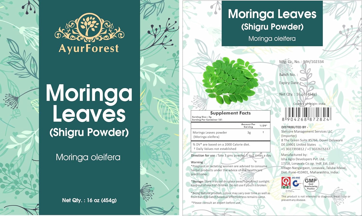 16-oz-ayurforest-moringa-oleifera-leaf-powder-for-drinks-and-smoothies---shigru-supplement-for-health-and-wellness-3