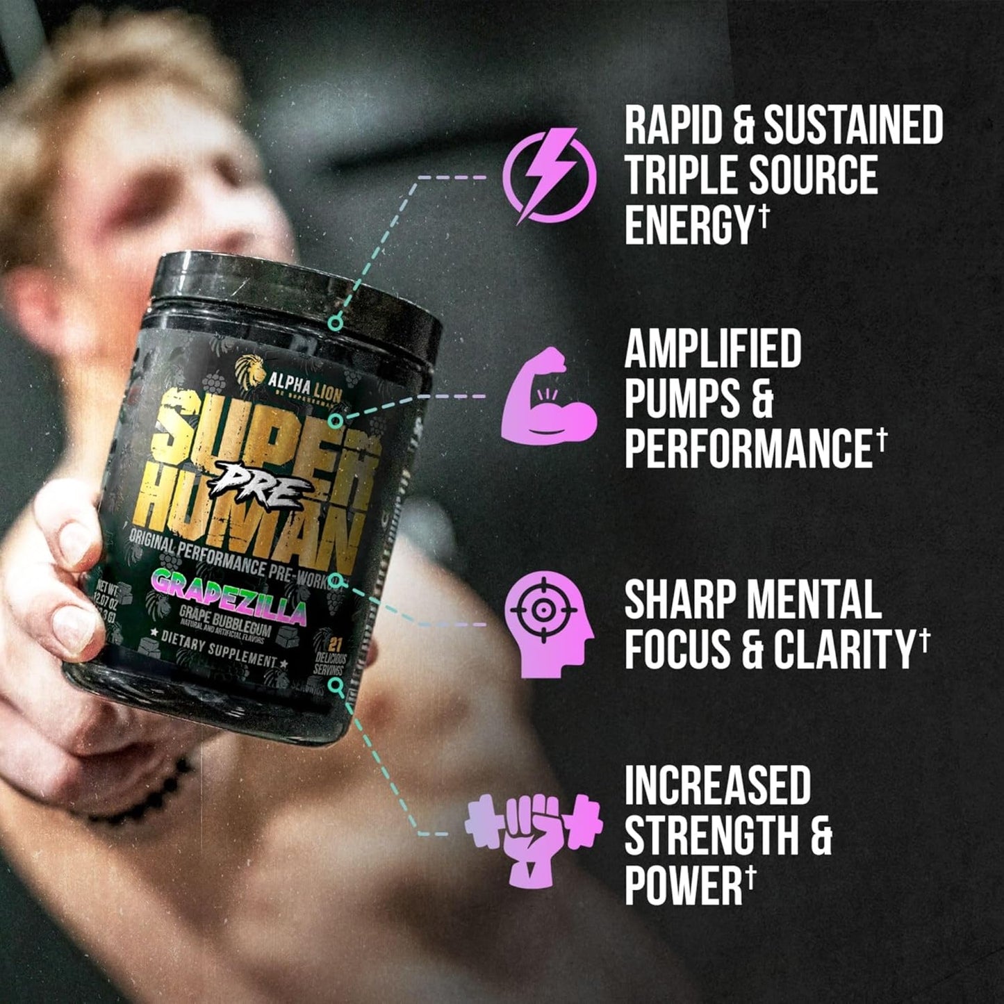 superhuman-pre-workout-powder-with-beta-alanine-tri-source-caffeine-for-energy-focus-and-pump---grapezilla-21-servings-2