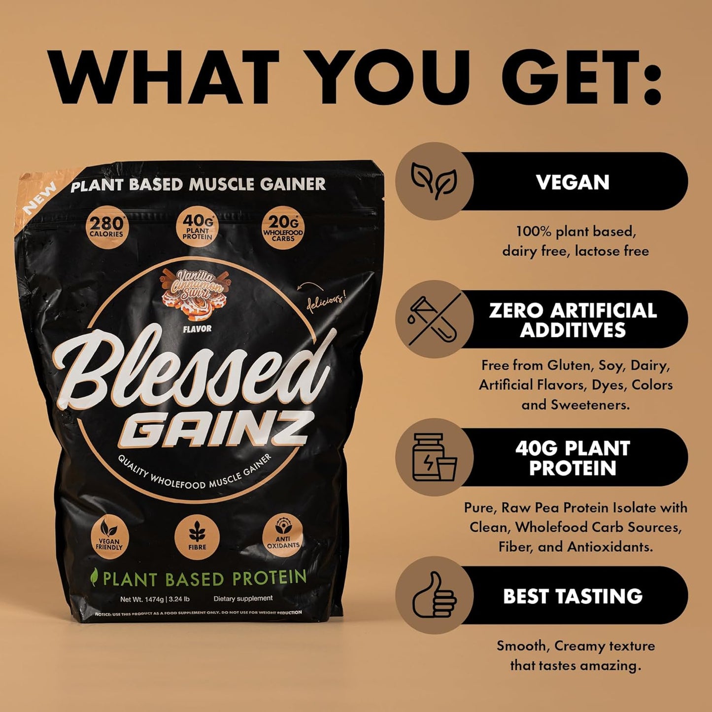 40g-plant-based-protein-powder-vegan-mass-gainer-shake-with-pea-protein---meal-replacement-powder-for-muscle-gain---40-servings-peanut-butter-flavor-3