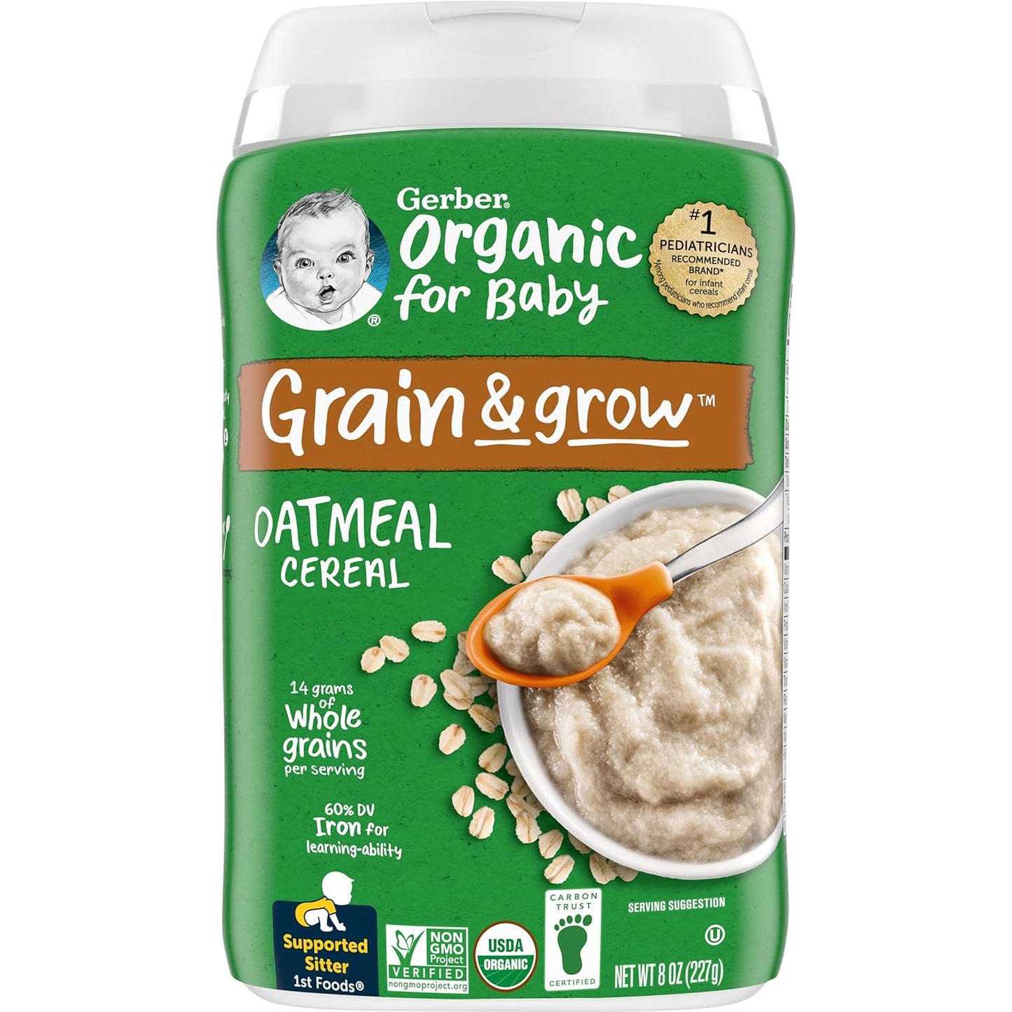 Organic Gerber Baby Oatmeal Cereal 1st Foods, Grain & Grow, 8 Ounces (Pack of 6) - Espot.com.au