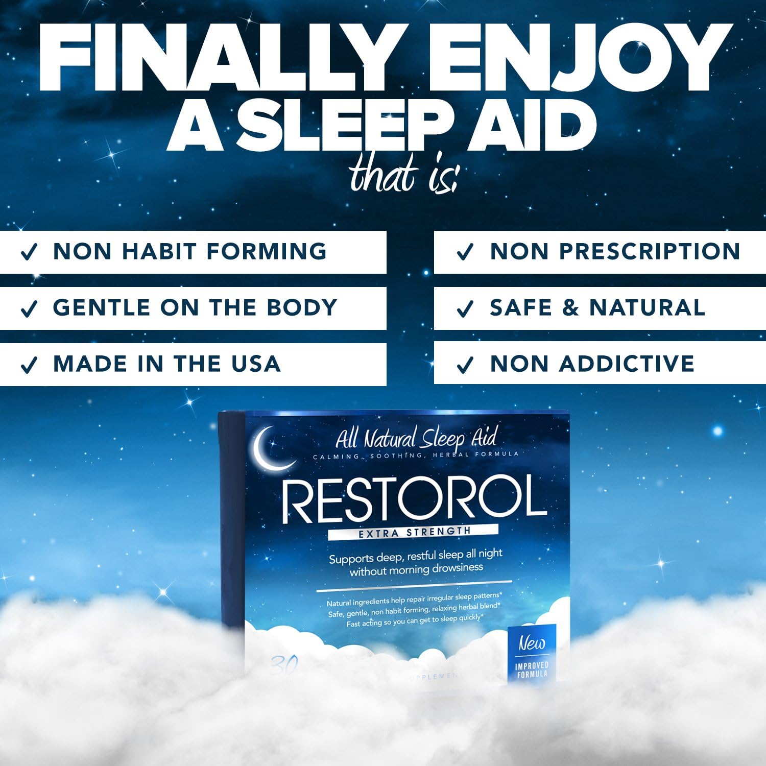 Restorol Natural Sleep Aid Supplement for Restful Sleep - 30 Capsules in 1 Bottle - Espot.com.au