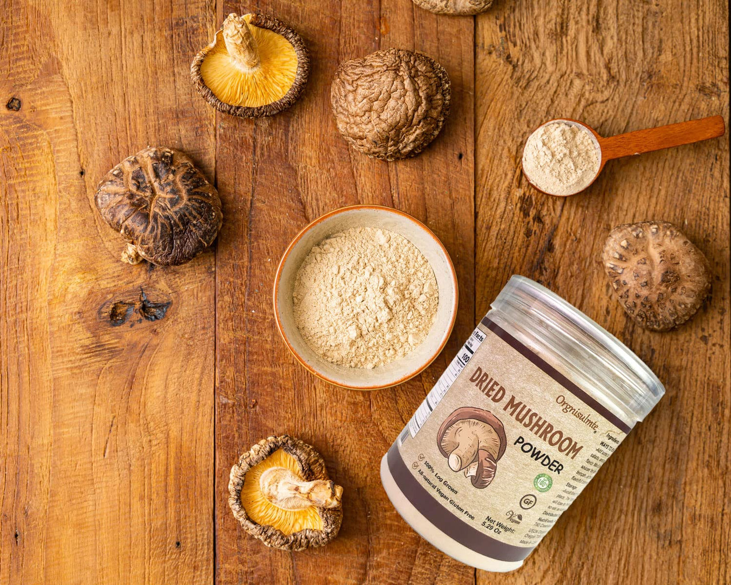 All-Natural Vegan Dried Shiitake Mushroom Powder - Gluten-Free, Additive-Free - 5.29 Oz (150g) - Espot.com.au