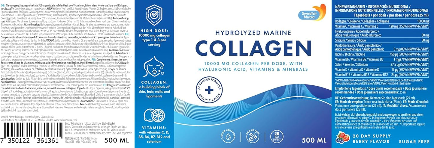 premium-hydrolyzed-marine-collagen-liquid-supplement---10000mg---500ml---20-day-supply---hyaluronic-acid-biotin-vitamin-c---hair-skin-nails-joints---sugar-free---swedish-nutra-8