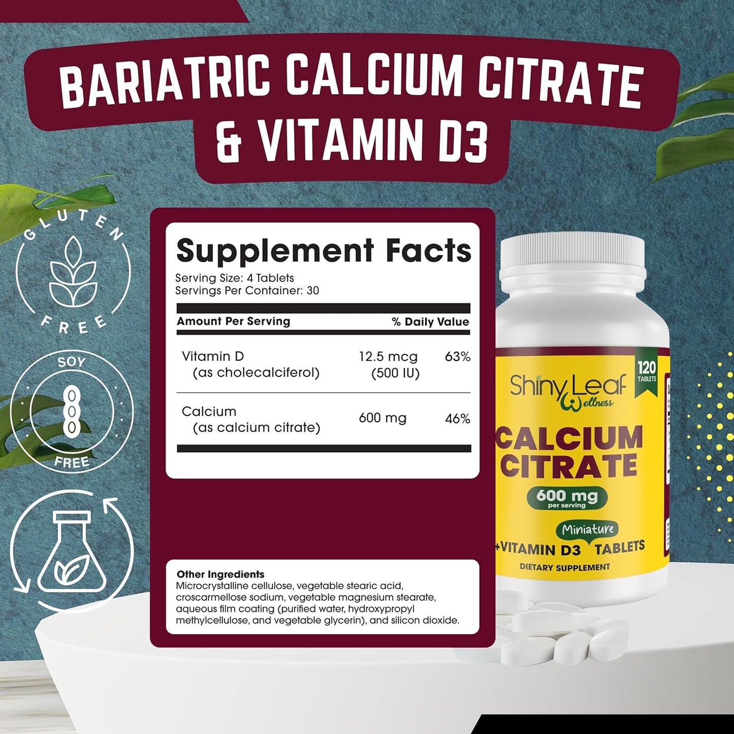 unflavored-mini-calcium-citrate-600mg-tablets-with-vitamin-d3-for-women-and-men---easy-swallow-supplement-for-strong-bones---60-day-supply-by-shiny-leaf-2
