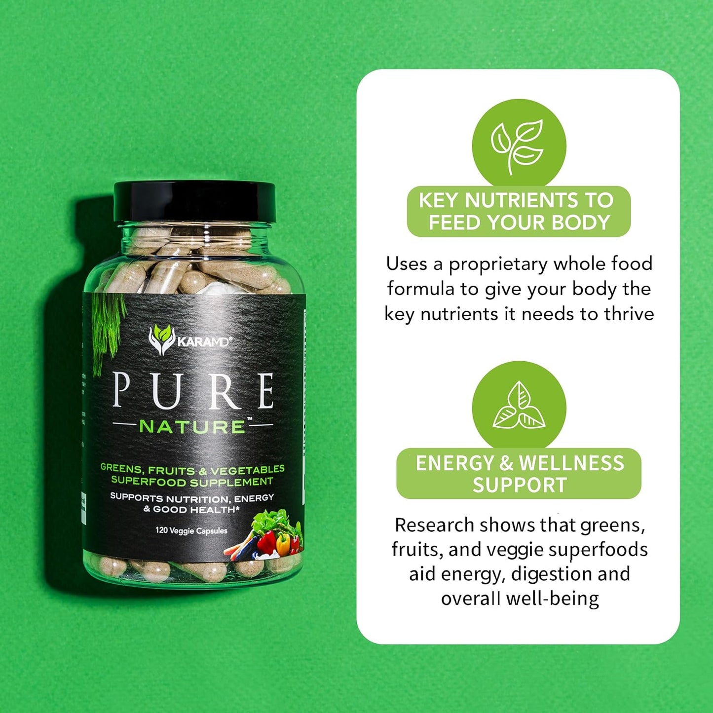 KaraMD Pure Nature Whole Food Supplement - Greens, Fruits, Vegetables, Vitamins, Fiber, Antioxidants - Energy & Digestion Support - Non-GMO, Gluten Free, Vegan - 4 Pack - Espot.com.au